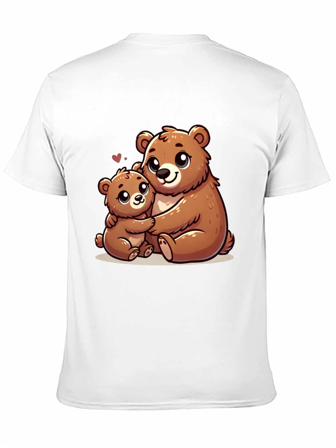 Cute Bear Hug Graphic Tee - Black Cotton Shirt
