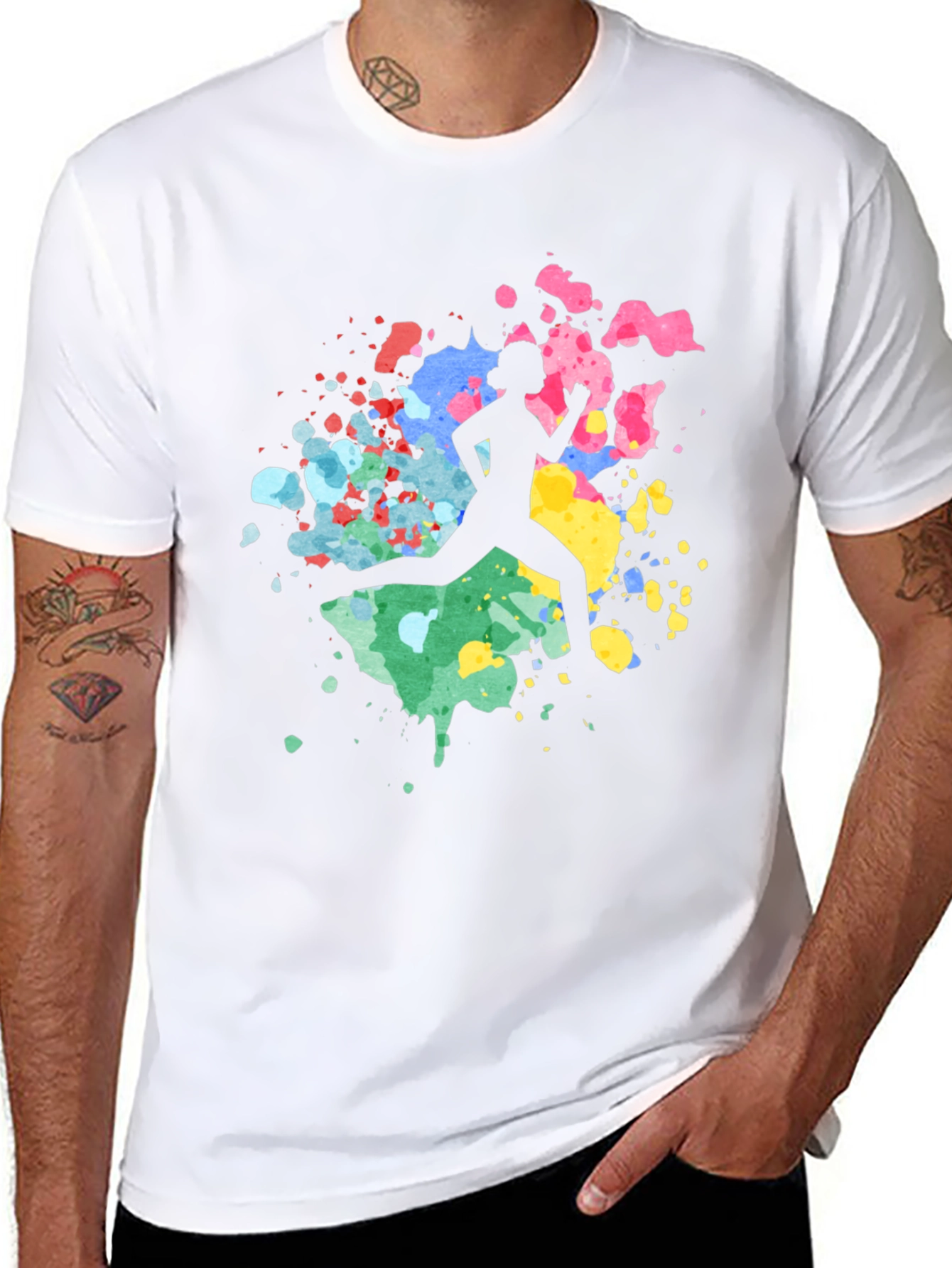 Abstract Runner Graphic Tee - Soft Black Cotton
