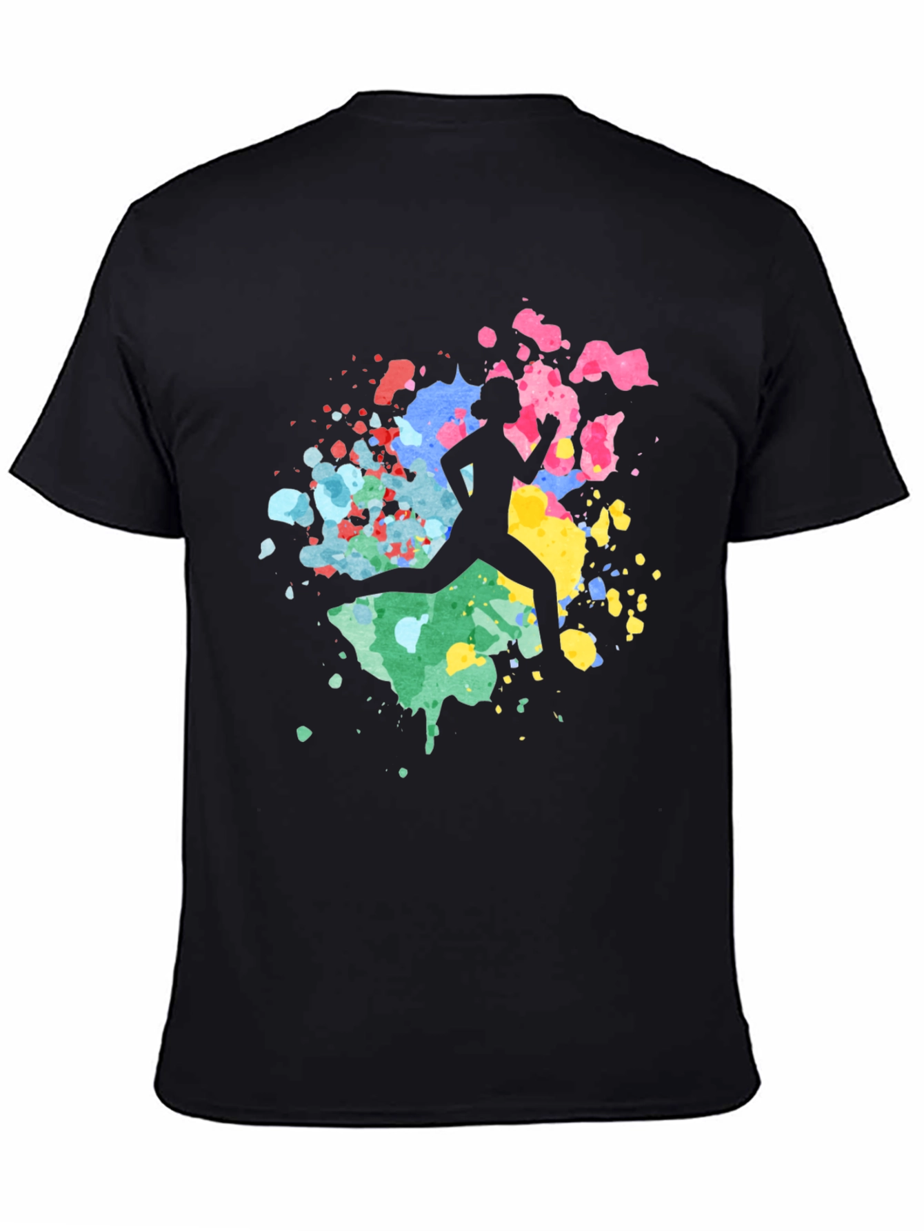 Abstract Runner Graphic Tee - Soft Black Cotton