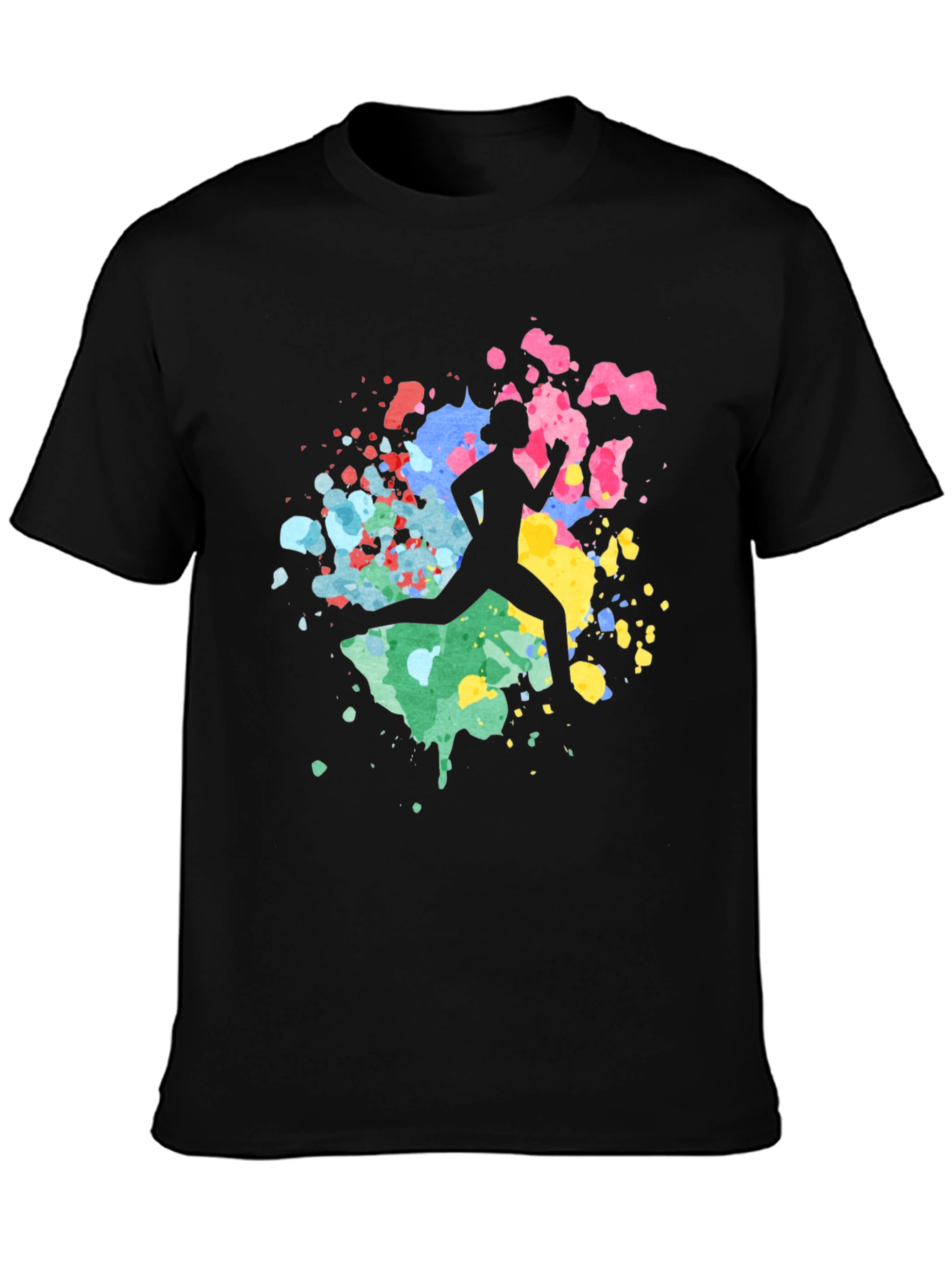 Abstract Runner Graphic Tee - Soft Black Cotton