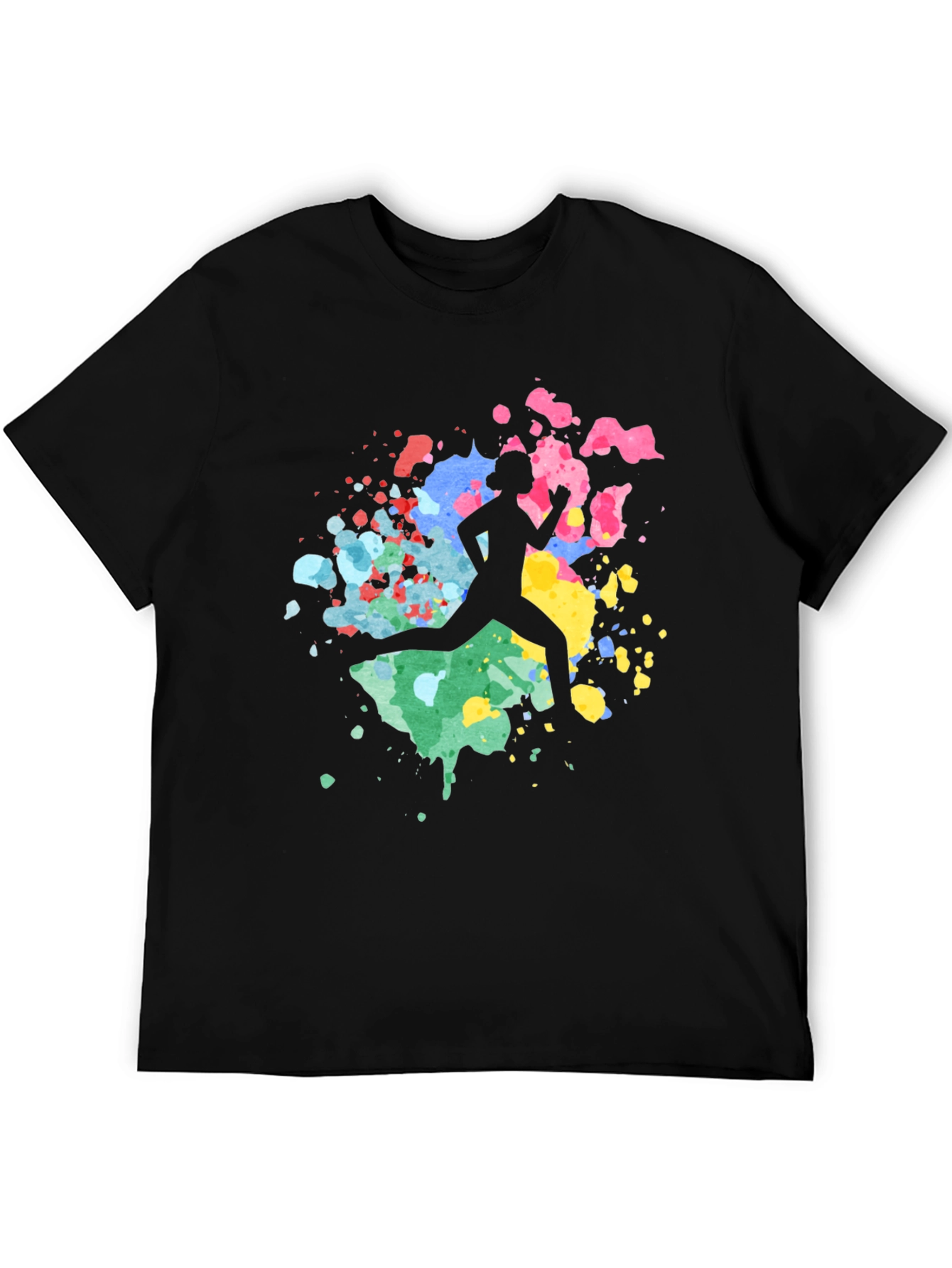 Abstract Runner Graphic Tee - Soft Black Cotton