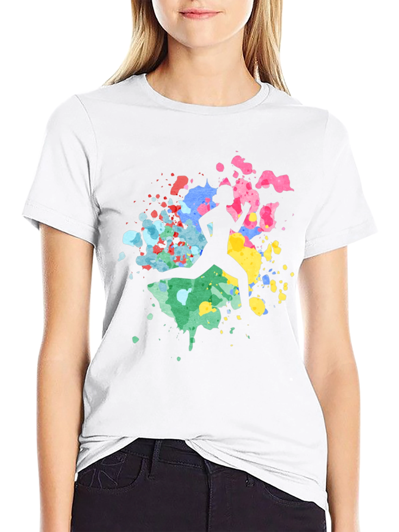 Abstract Runner Graphic Tee - Soft Black Cotton