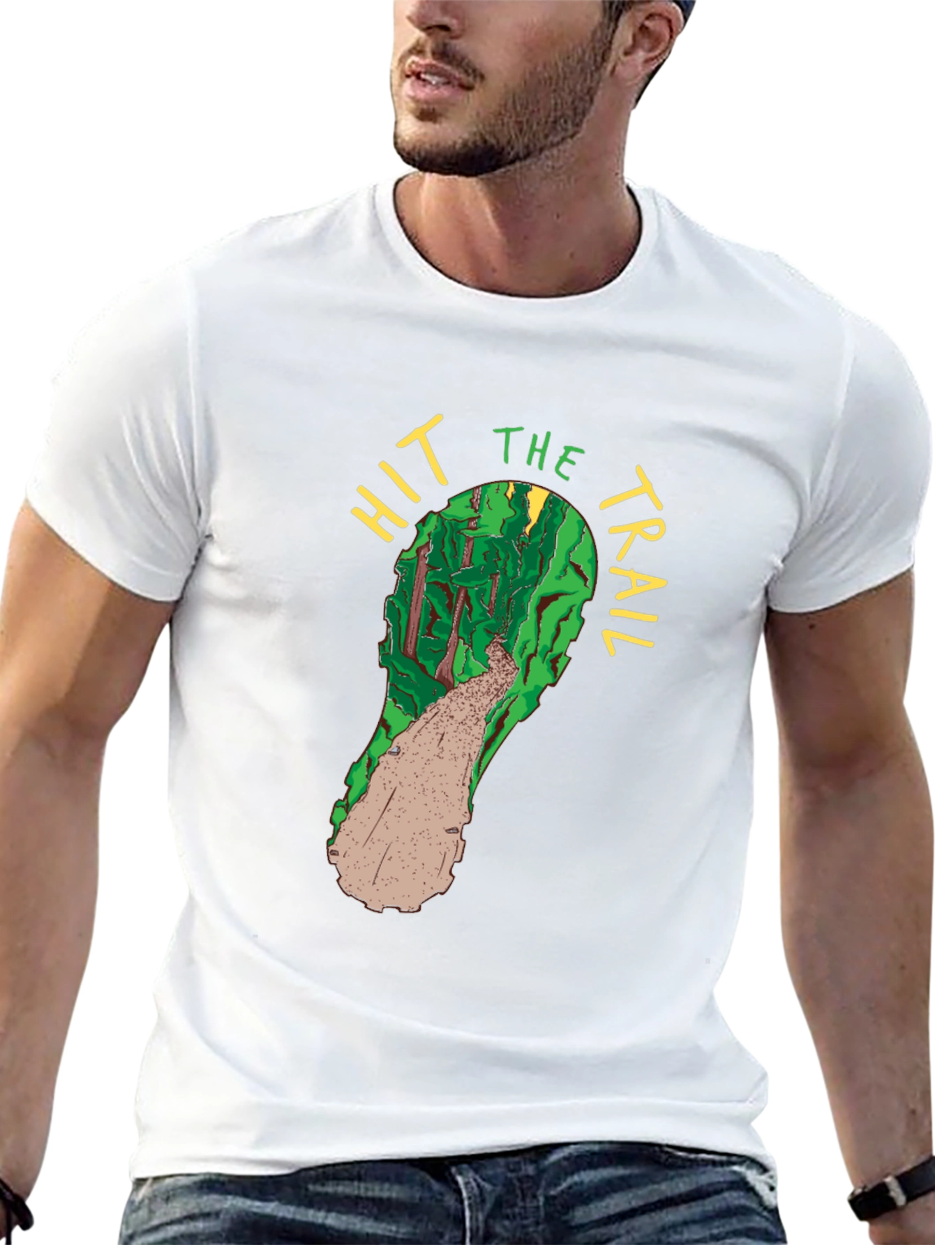 Hit the Trail Black Cotton Graphic Tee