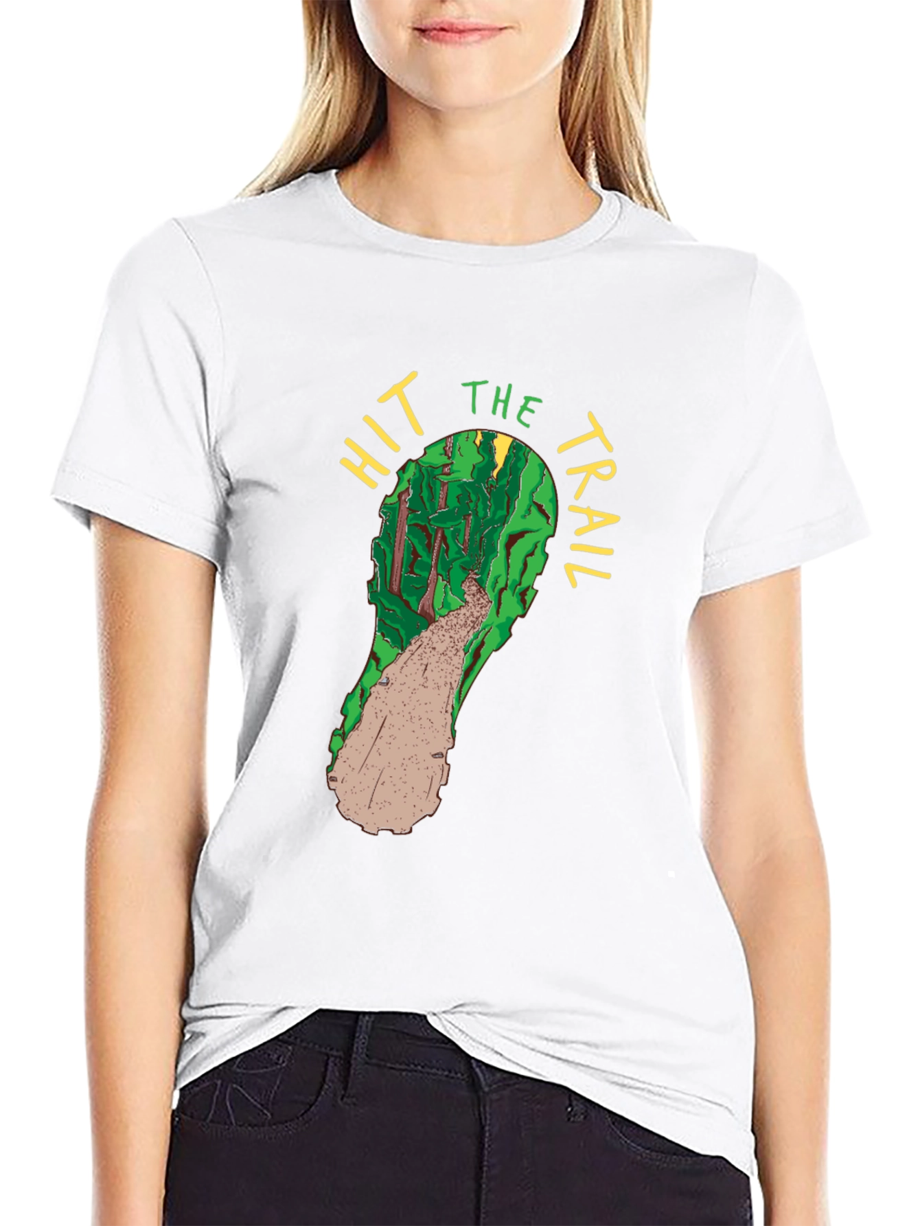 Hit the Trail Black Cotton Graphic Tee