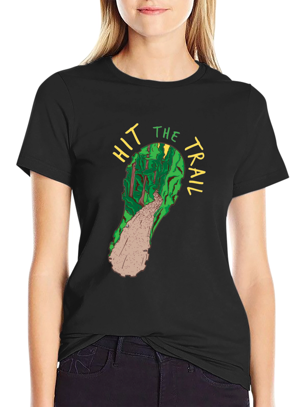 Hit the Trail Black Cotton Graphic Tee