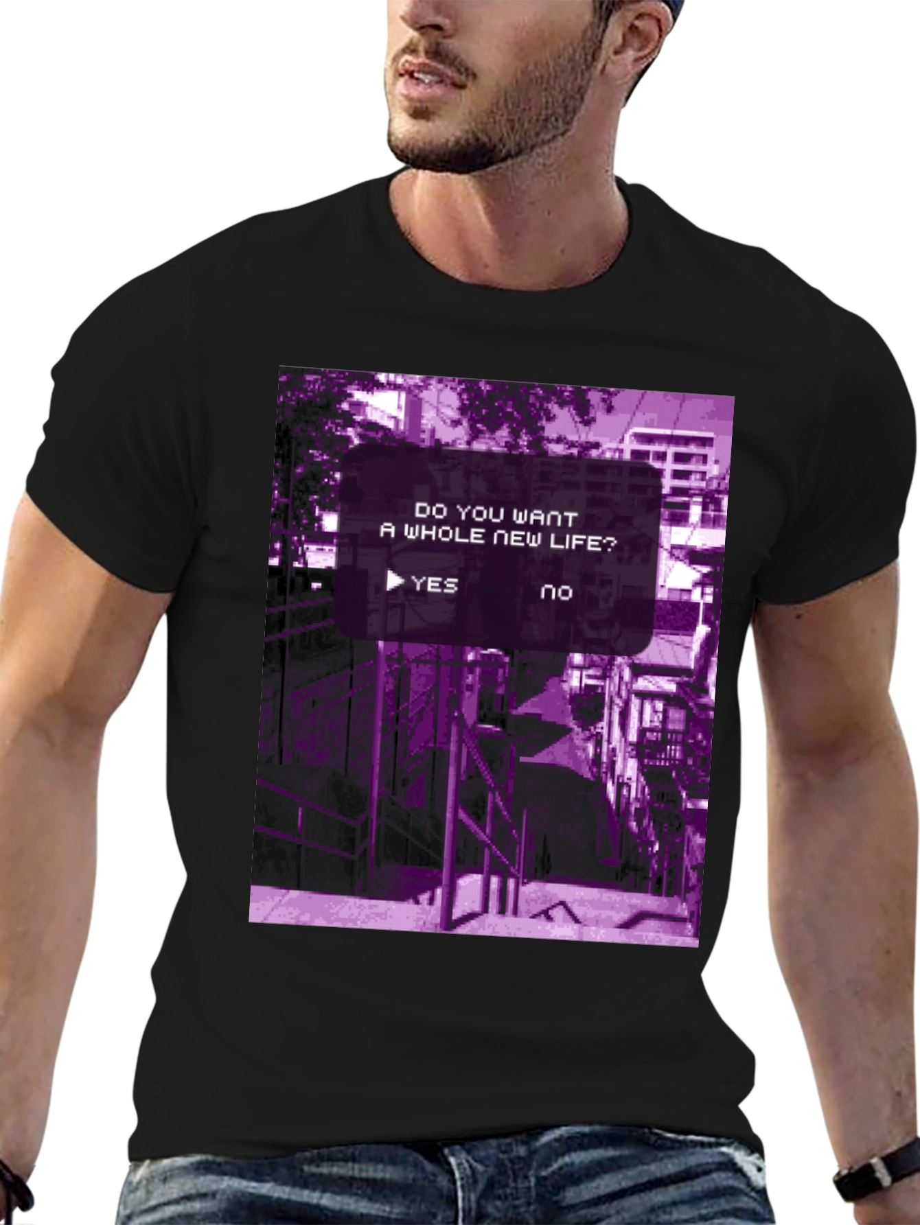 New Life Graphic Tee - Black Cotton T-Shirt