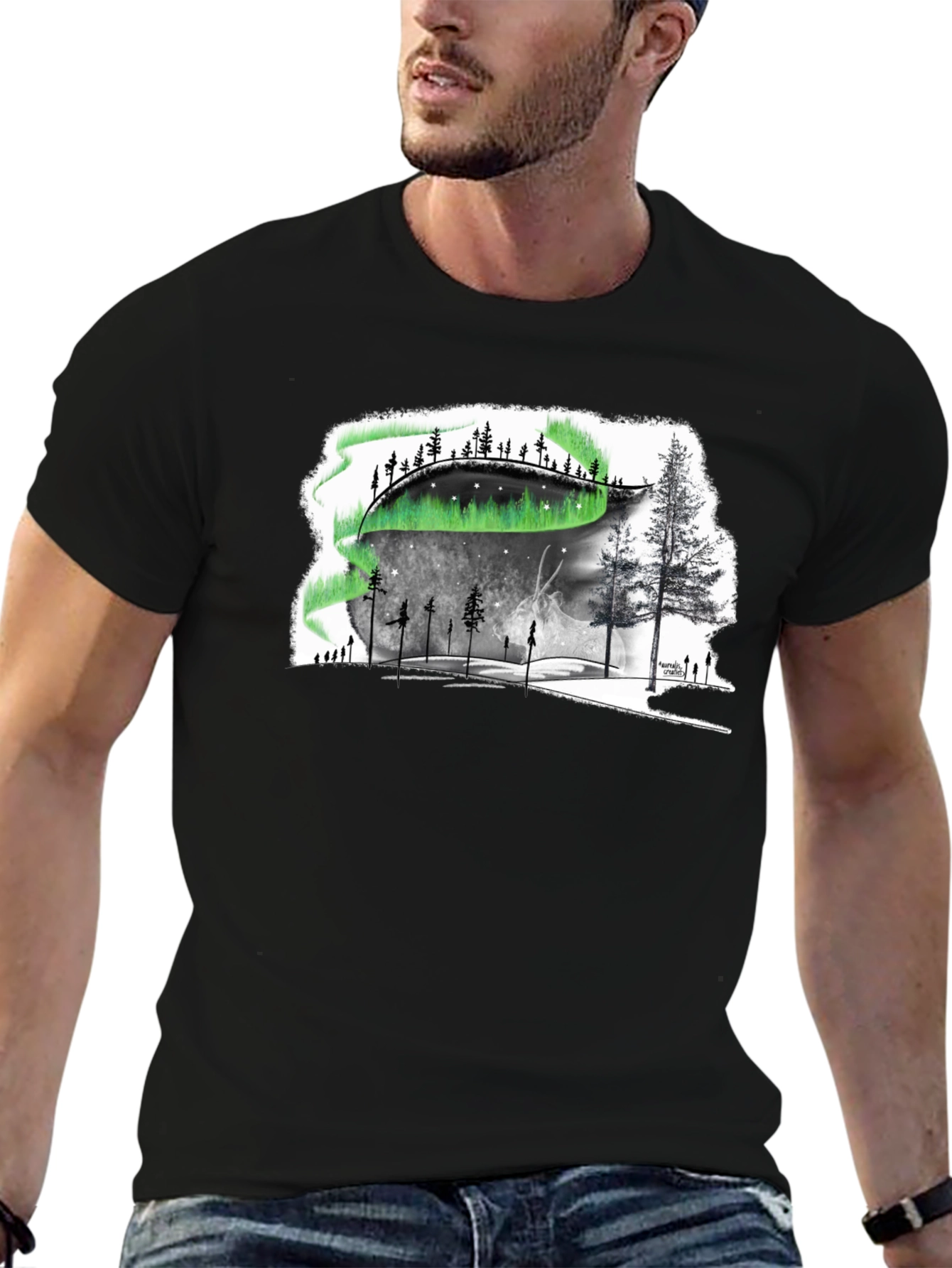 Aurora Borealis Graphic Tee - Northern Lights Design