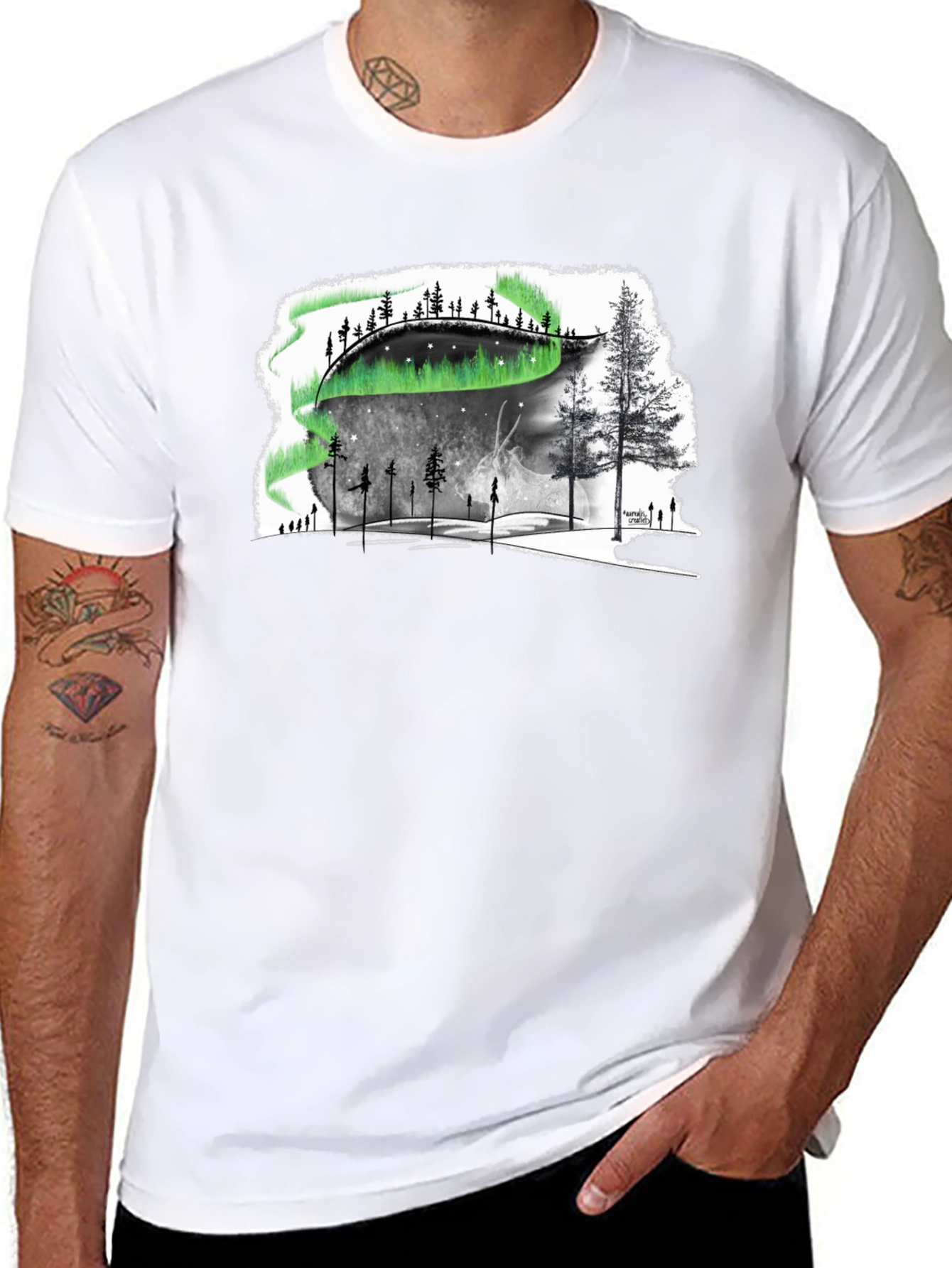 Aurora Borealis Graphic Tee - Northern Lights Design
