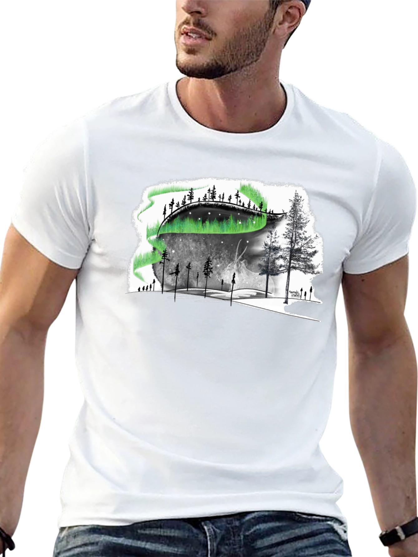 Aurora Borealis Graphic Tee - Northern Lights Design