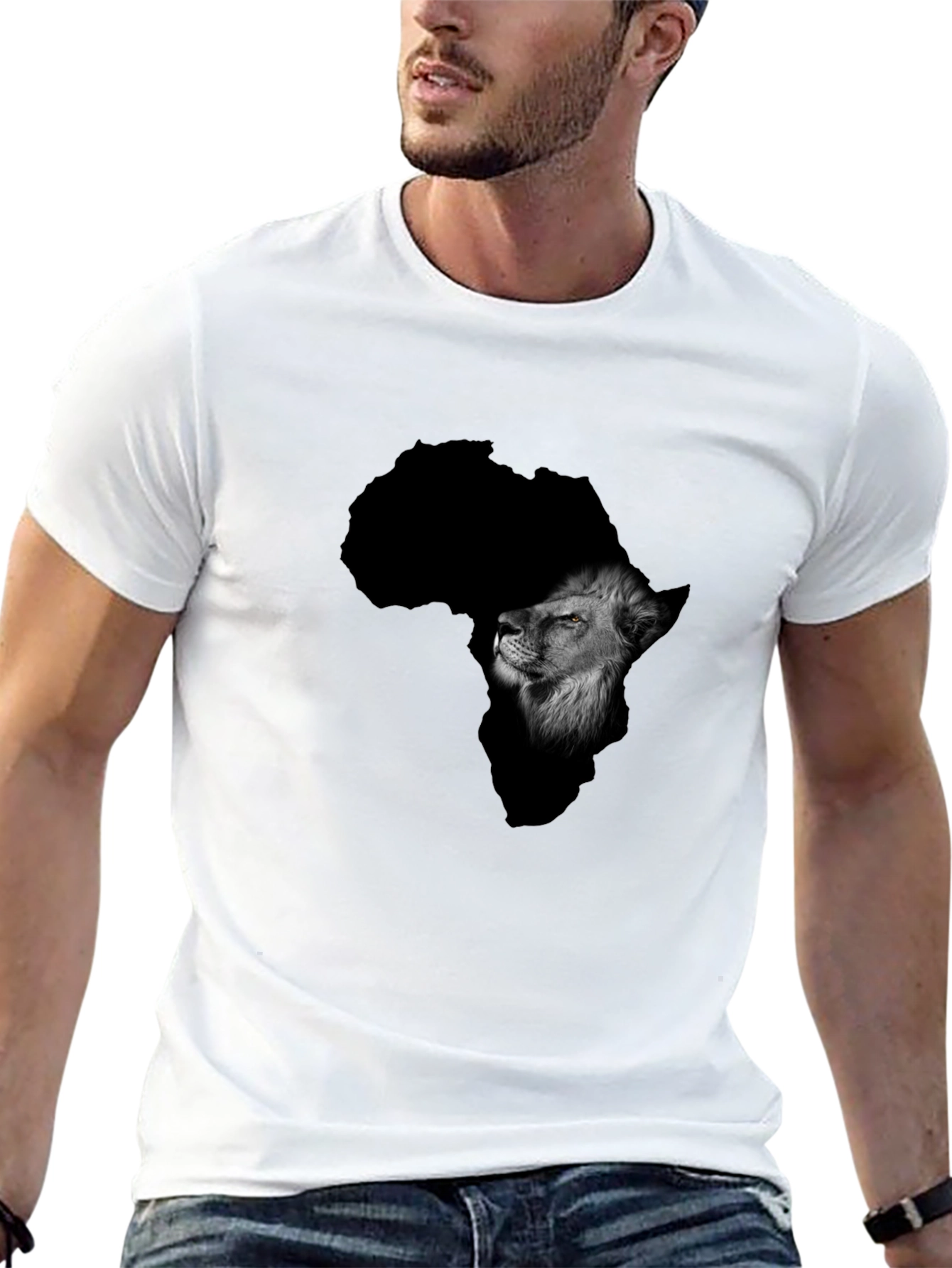 Africa Lion Graphic Black T-Shirt