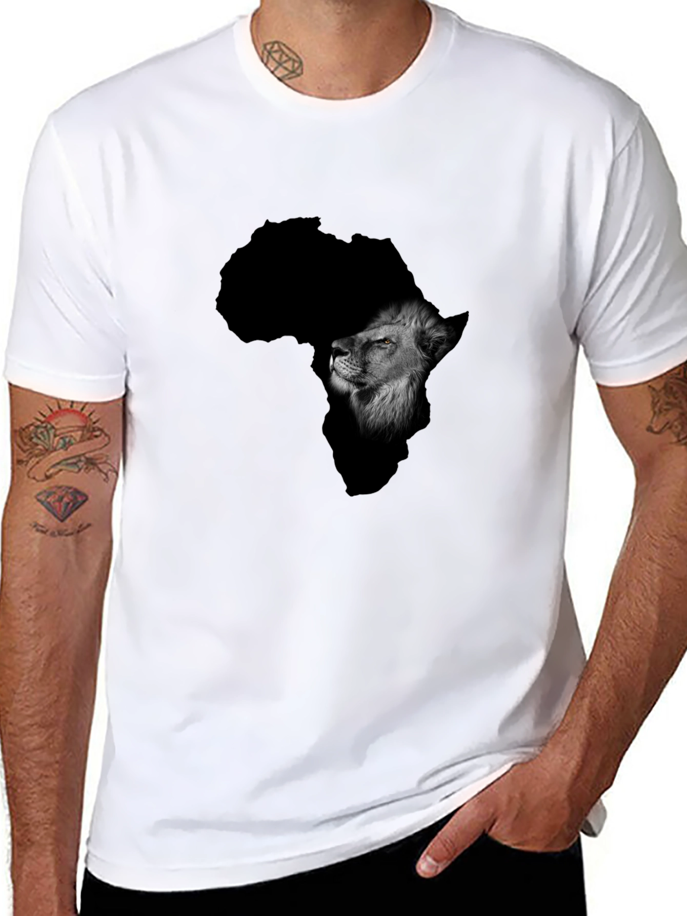 Africa Lion Graphic Black T-Shirt