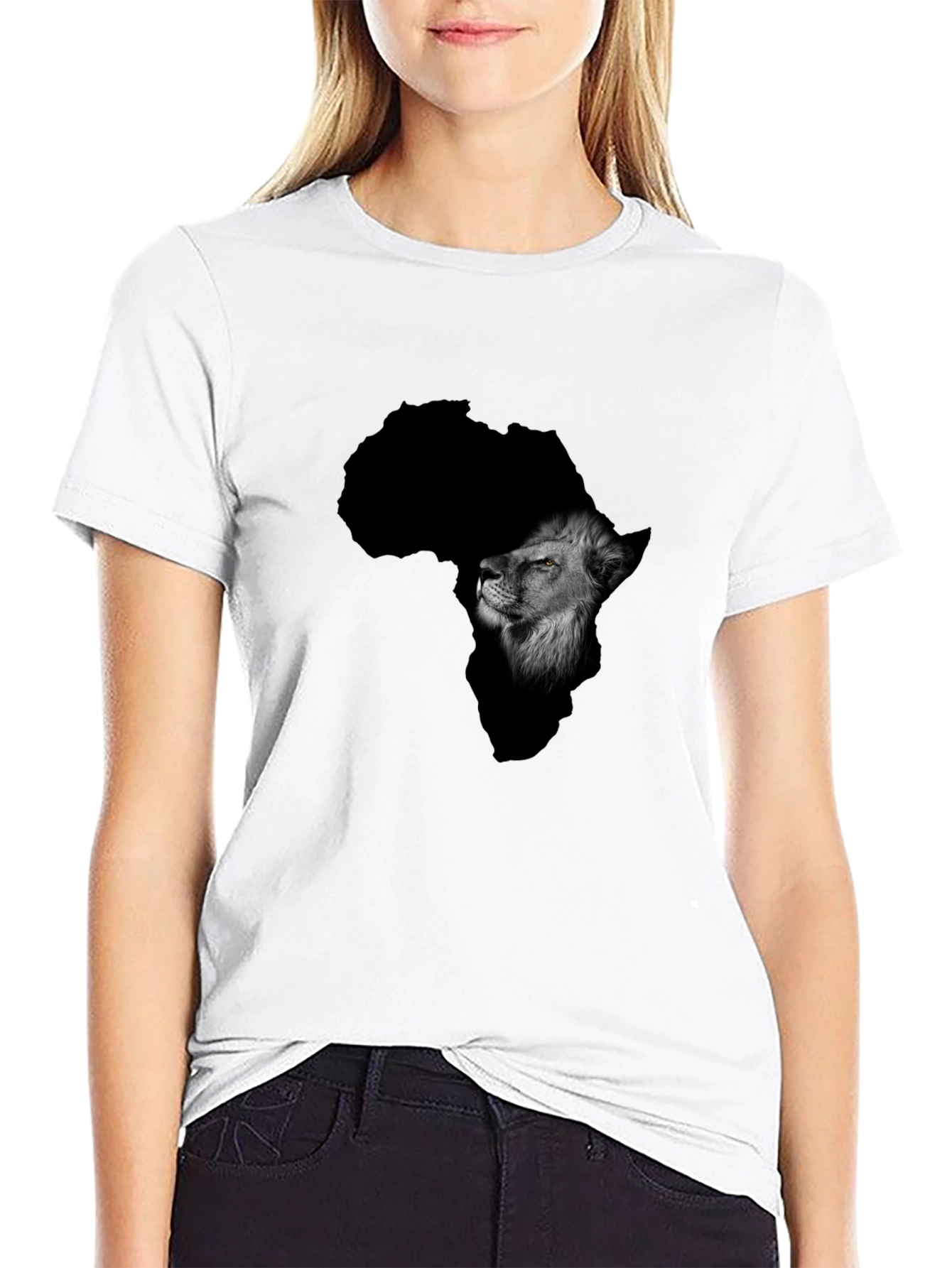 Africa Lion Graphic Black T-Shirt