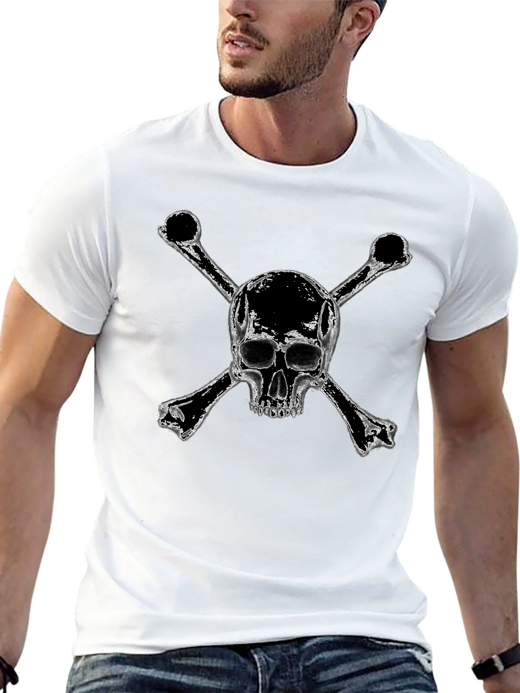 Edgy Skull & Crossbones Black T-Shirt