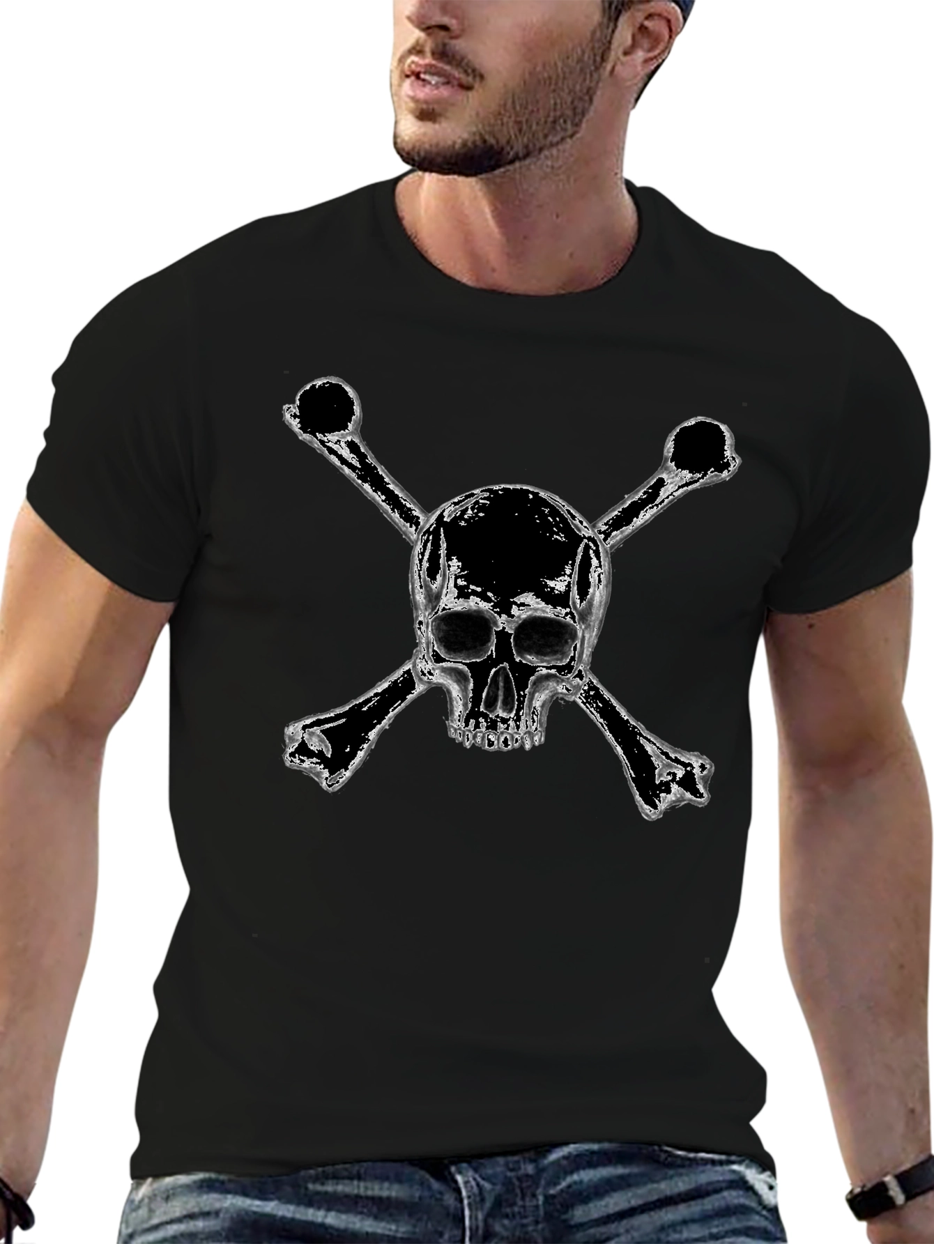 Edgy Skull & Crossbones Black T-Shirt