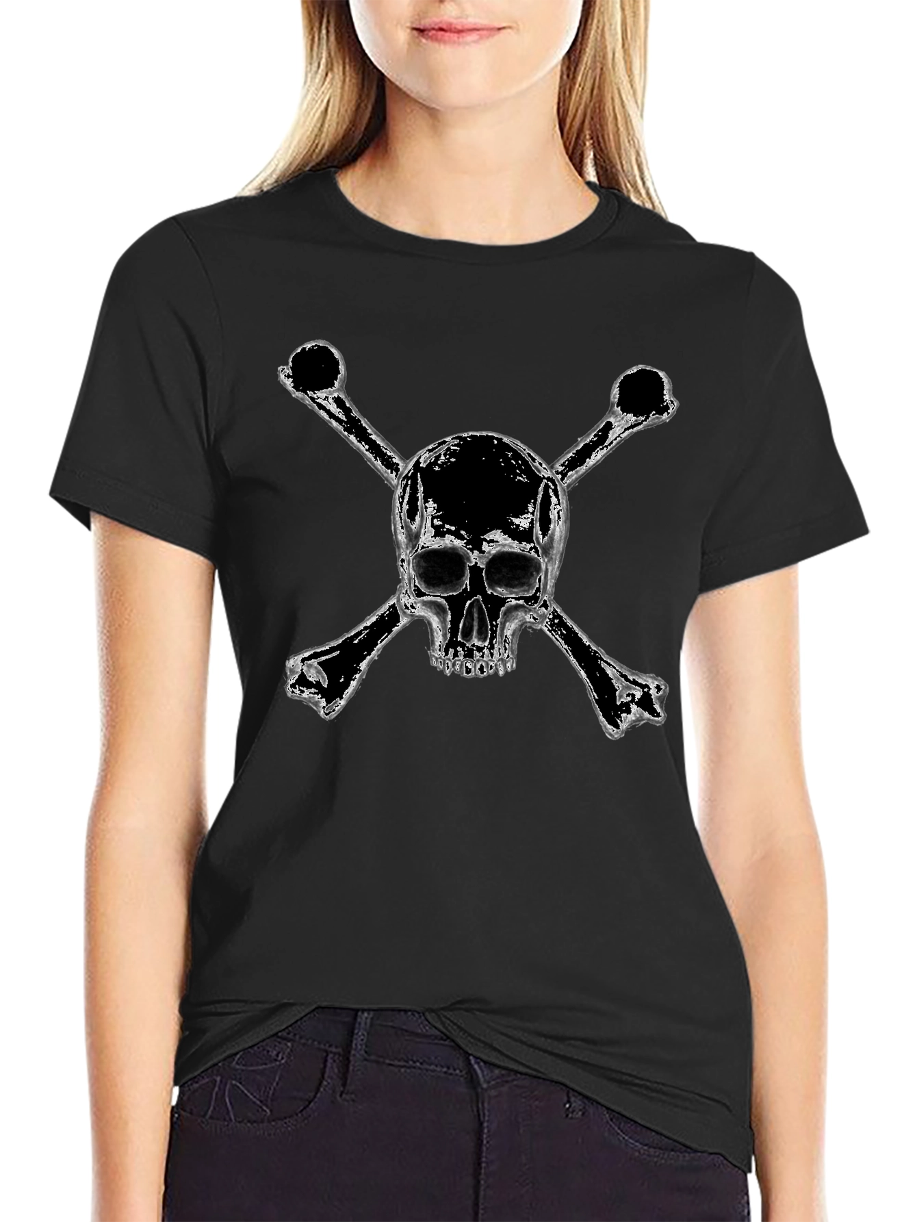 Edgy Skull & Crossbones Black T-Shirt