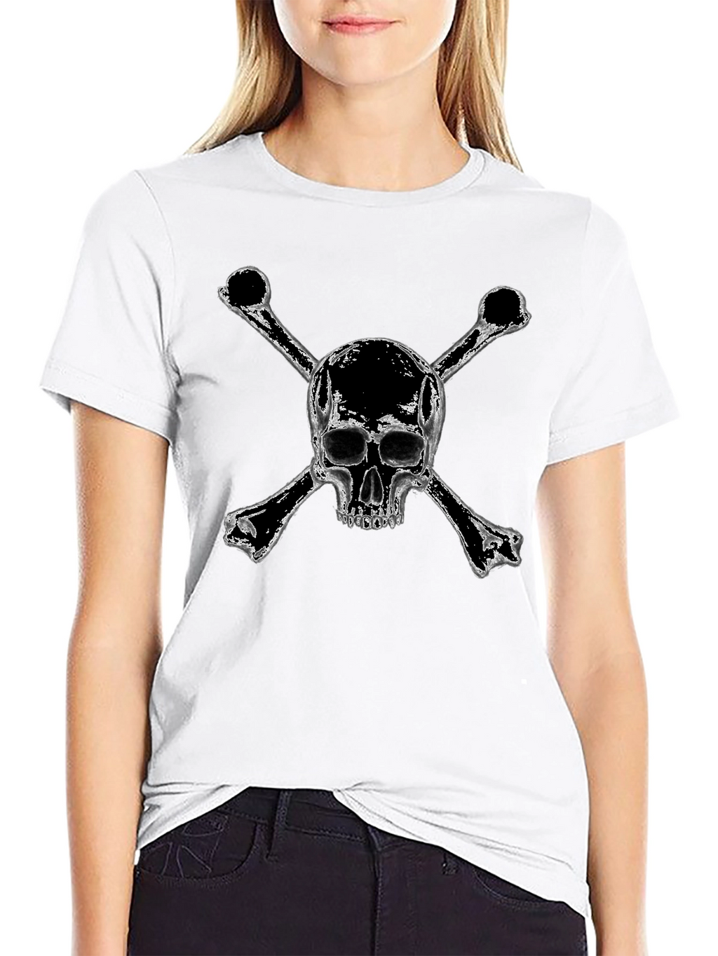 Edgy Skull & Crossbones Black T-Shirt
