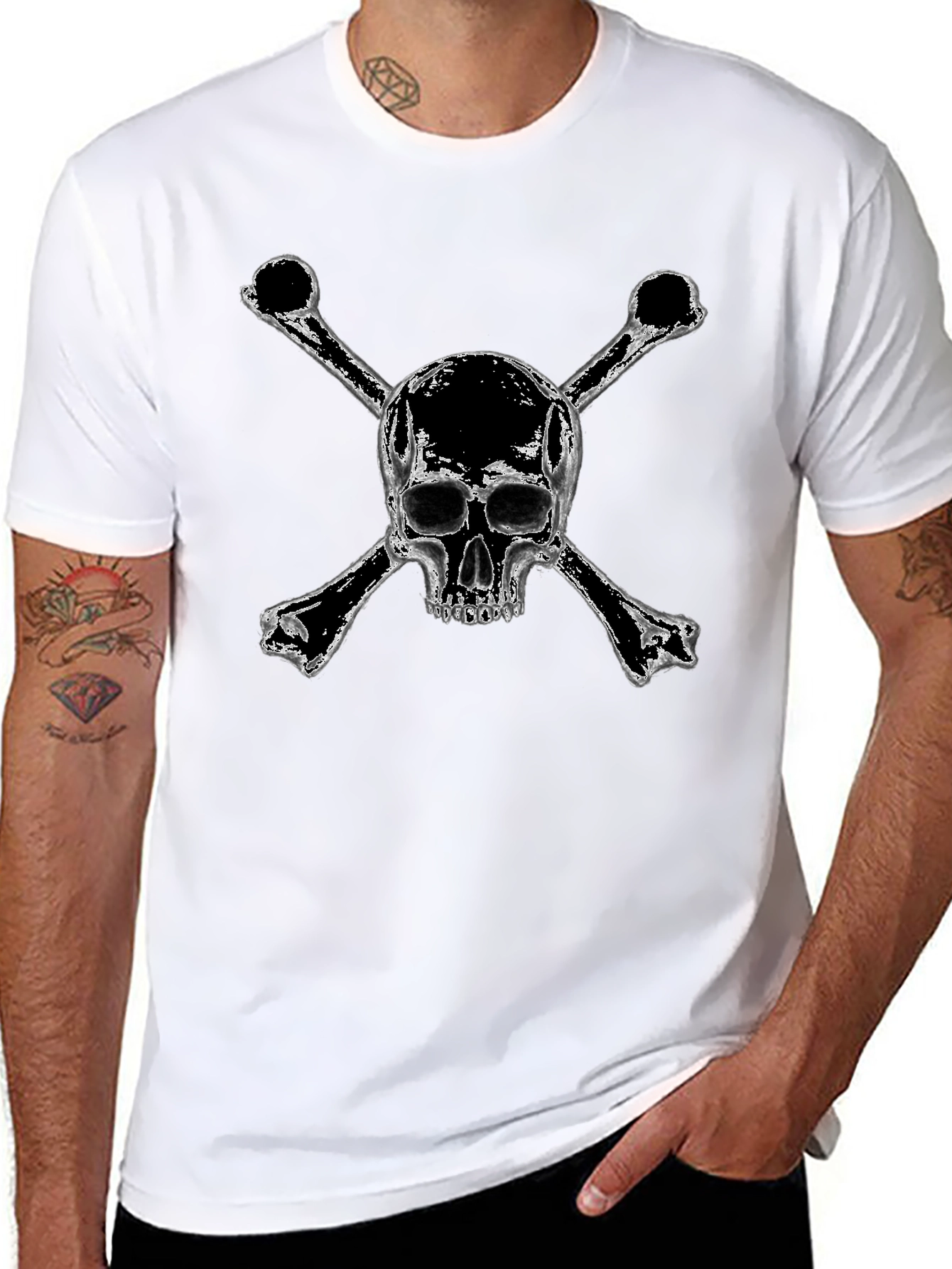 Edgy Skull & Crossbones Black T-Shirt