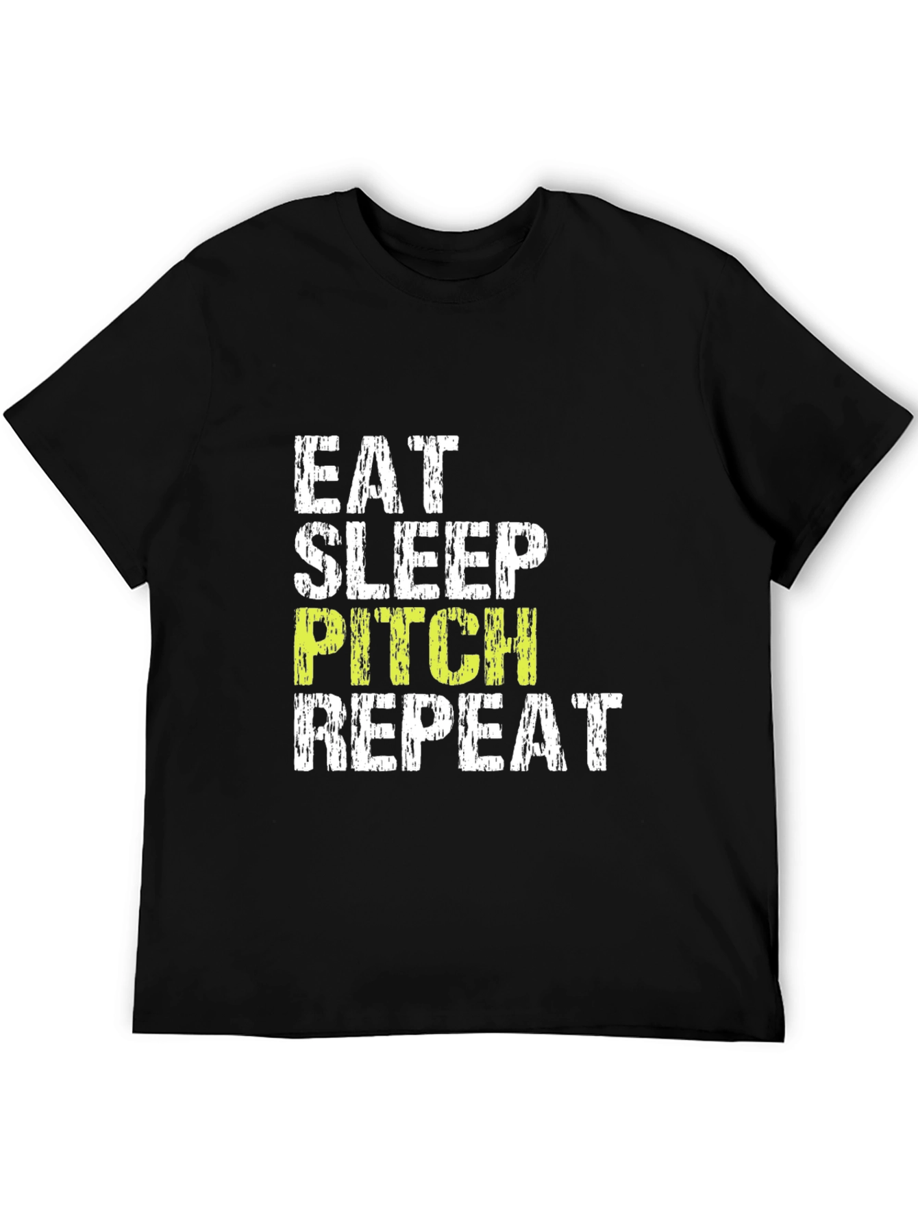Eat Sleep Pitch Repeat Black T-Shirt