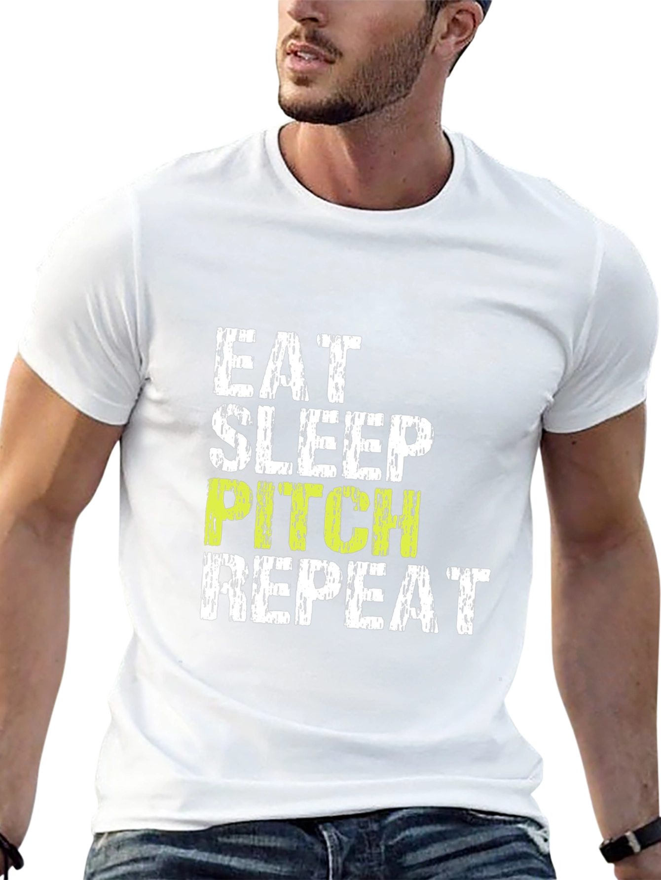 Eat Sleep Pitch Repeat Black T-Shirt