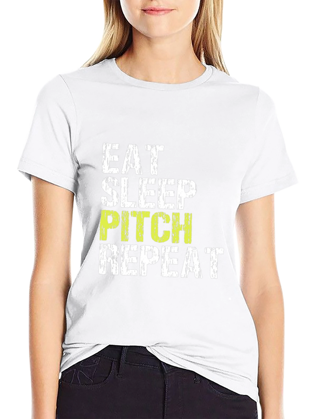 Eat Sleep Pitch Repeat Black T-Shirt