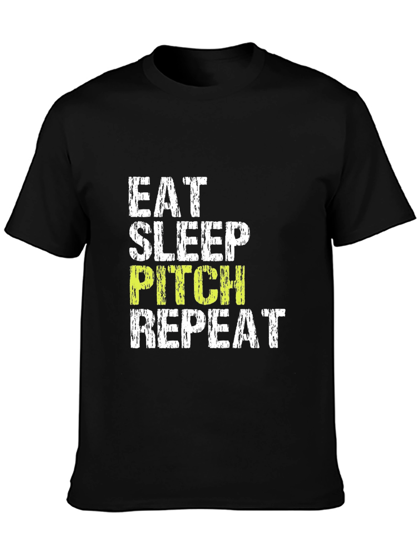 Eat Sleep Pitch Repeat Black T-Shirt