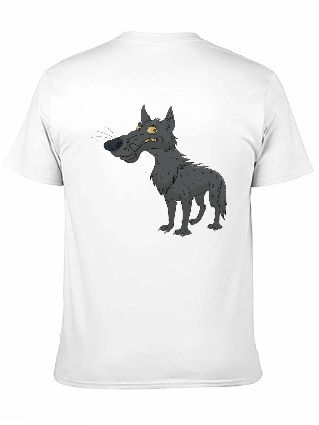 Cartoon Wolf Graphic Black T-Shirt