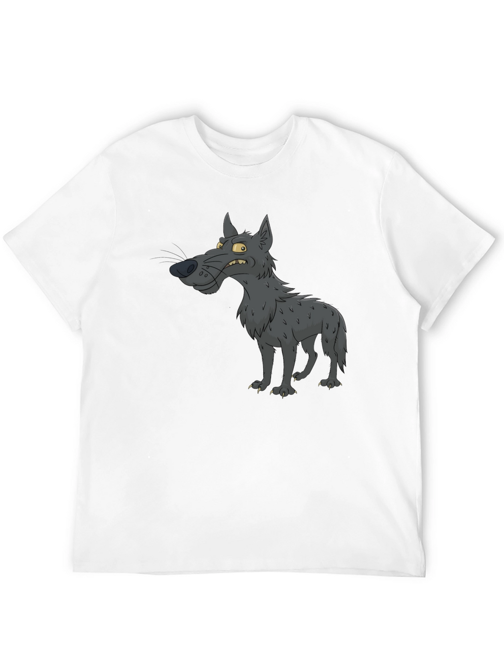 Cartoon Wolf Graphic Black T-Shirt