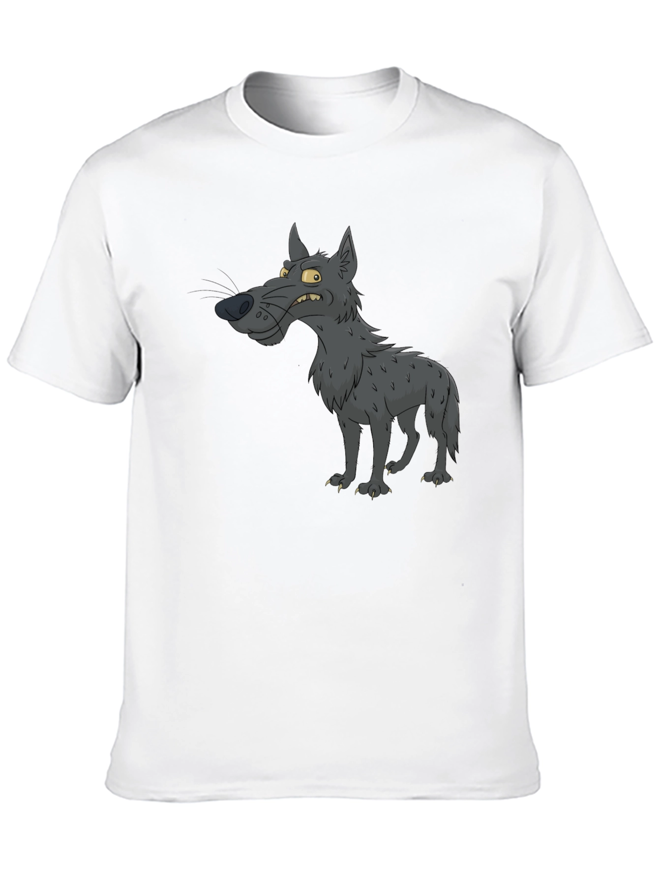 Cartoon Wolf Graphic Black T-Shirt
