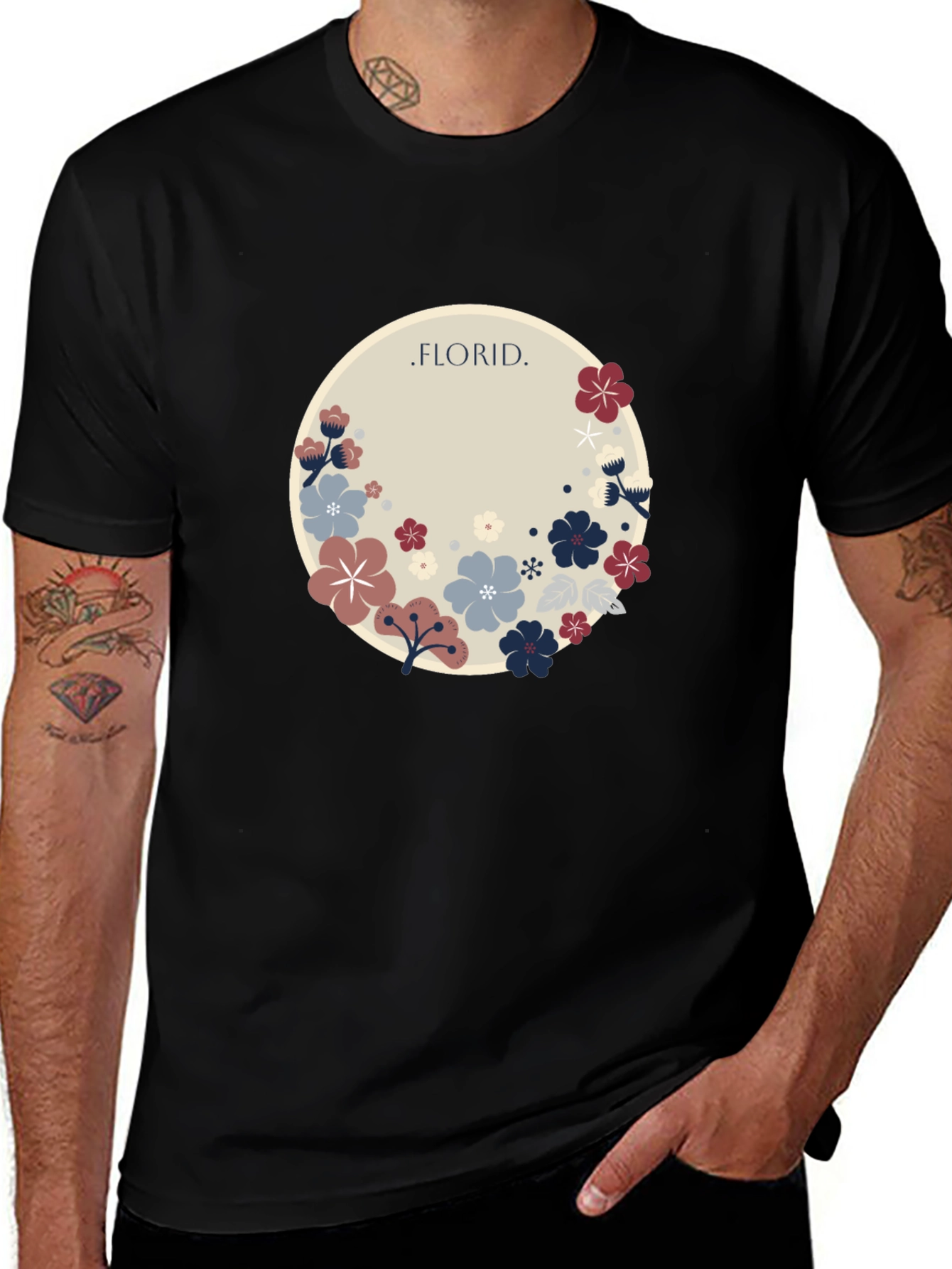 Floral Circle Graphic Tee - Stylish Casual Wear