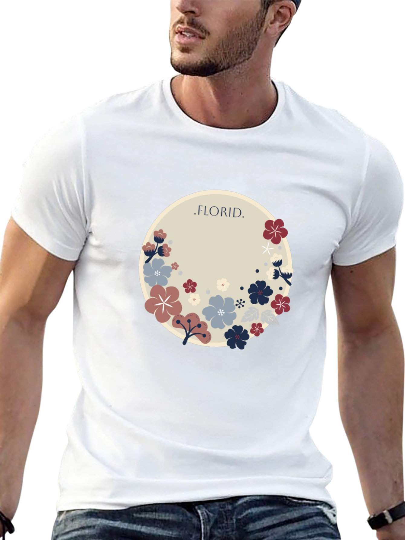 Floral Circle Graphic Tee - Stylish Casual Wear