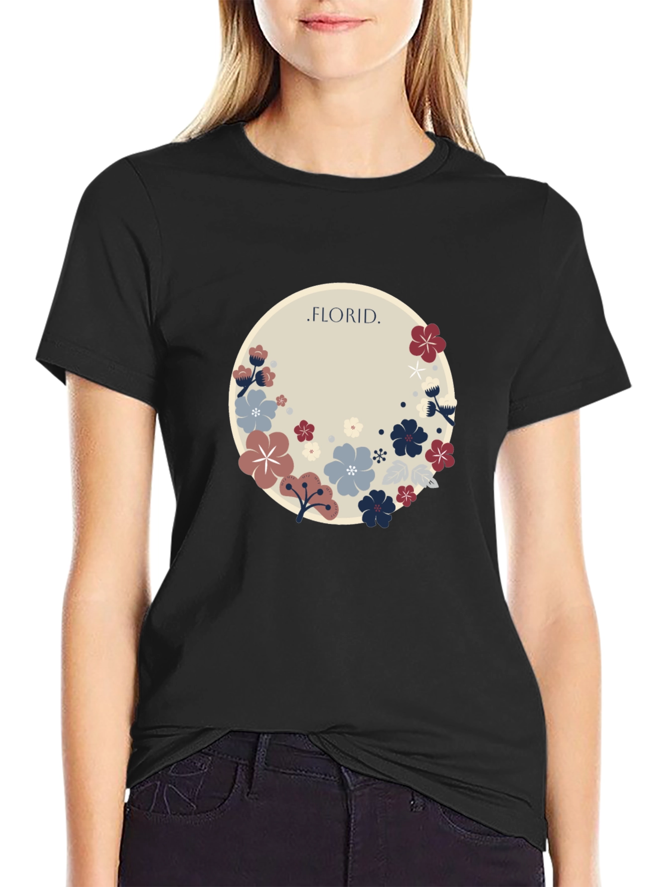 Floral Circle Graphic Tee - Stylish Casual Wear