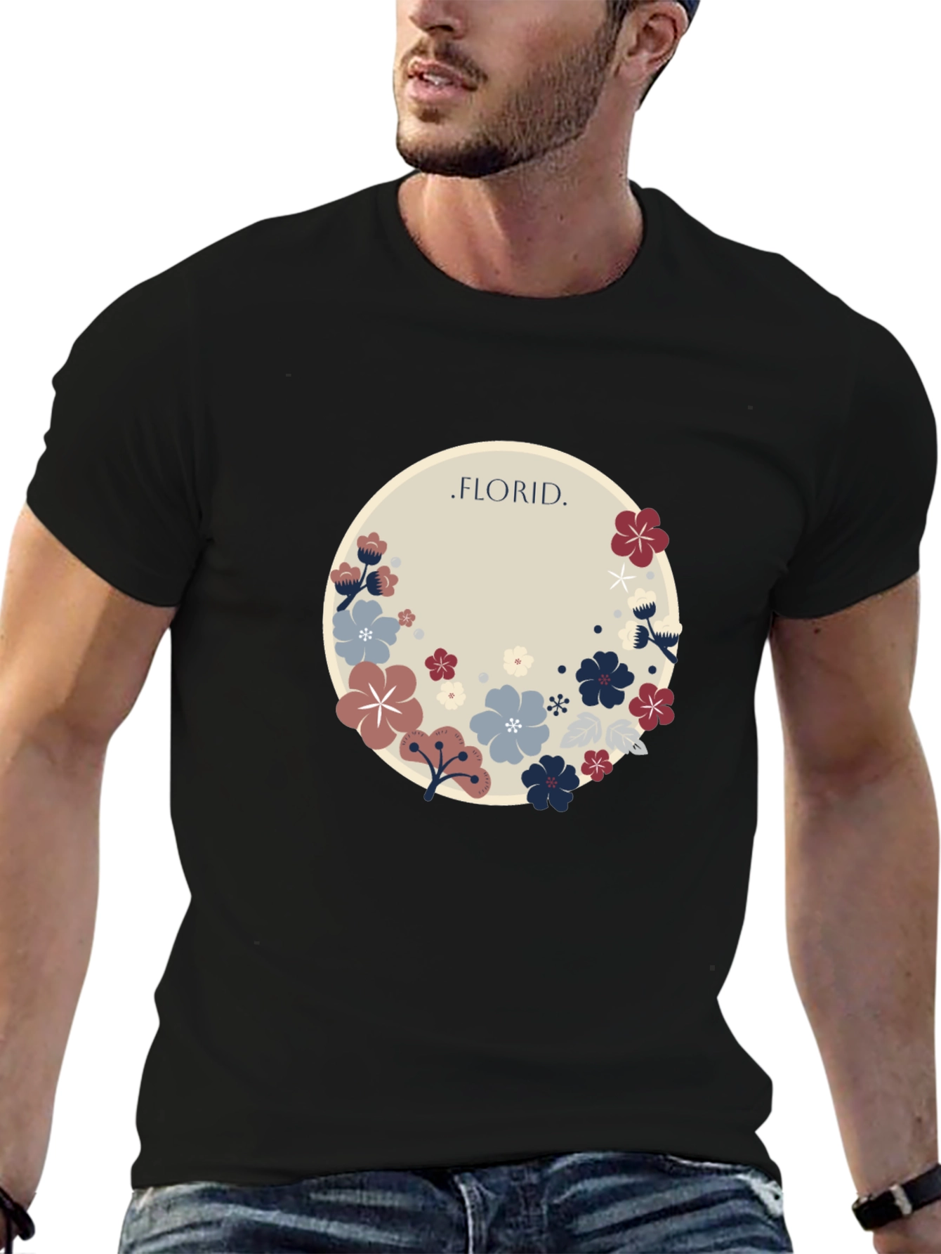 Floral Circle Graphic Tee - Stylish Casual Wear