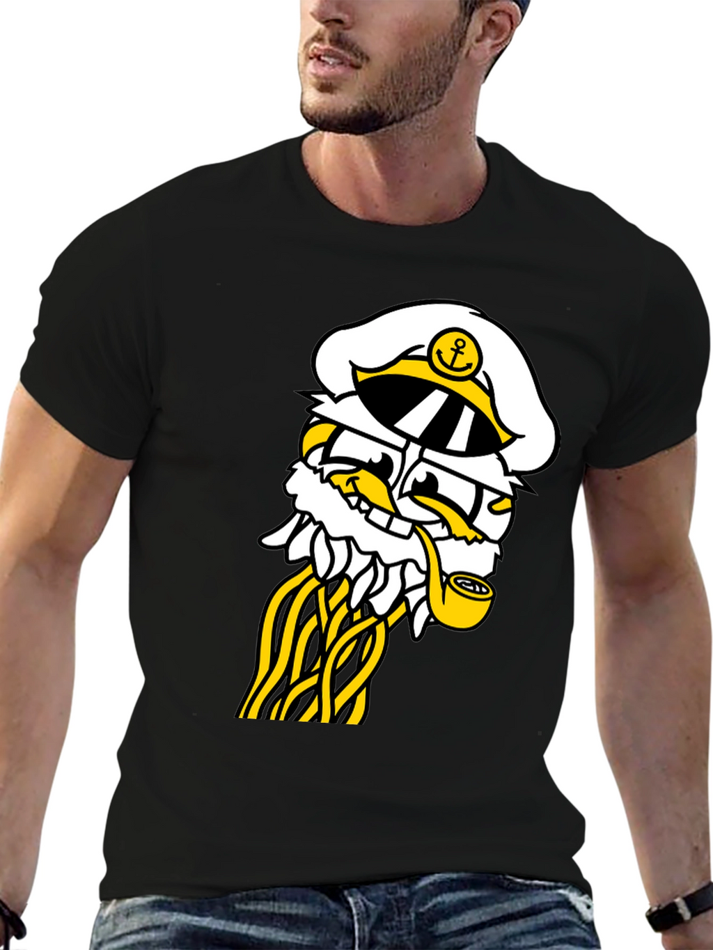 Captain Cartoon T-Shirt - Black Cotton Blend