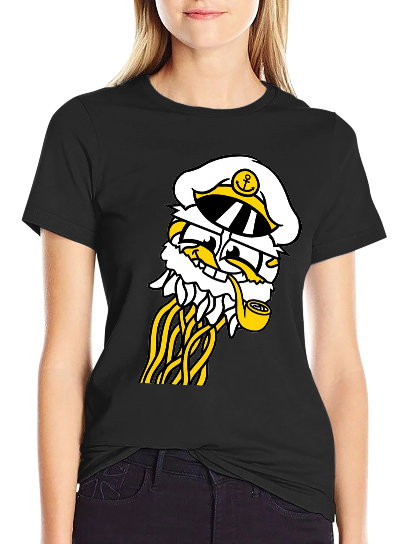 Captain Cartoon T-Shirt - Black Cotton Blend