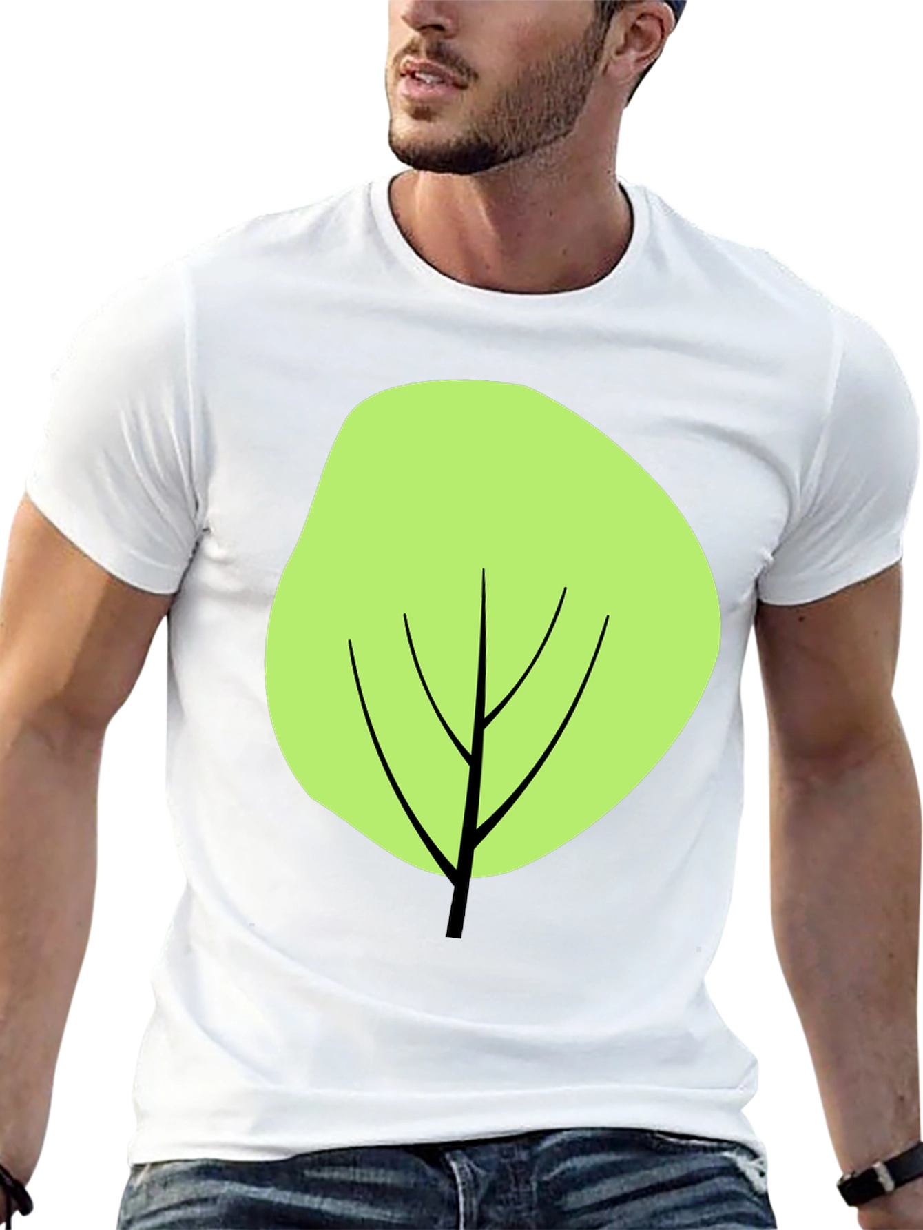 Modern Tree Graphic Tee - Casual Black T-Shirt