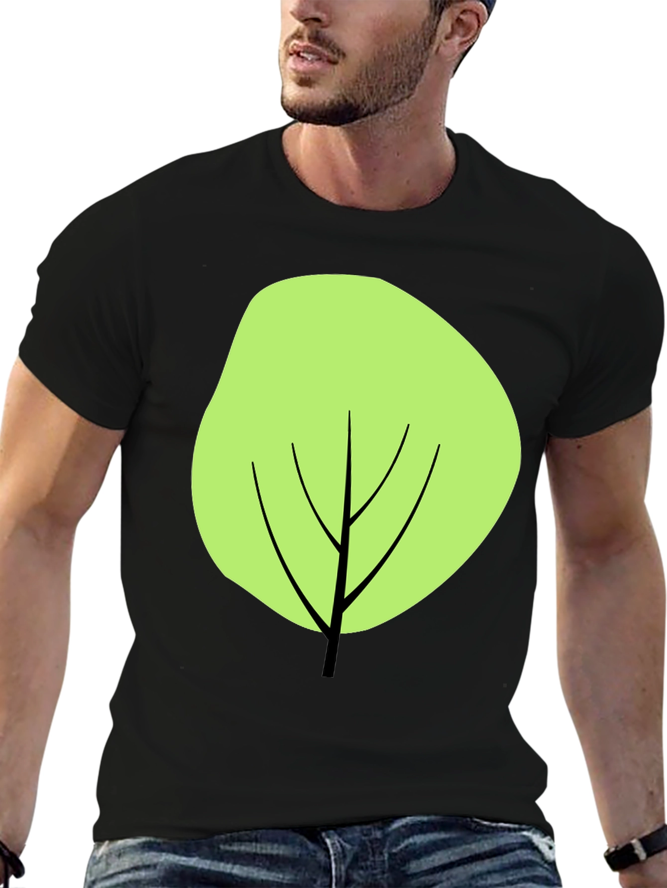 Modern Tree Graphic Tee - Casual Black T-Shirt
