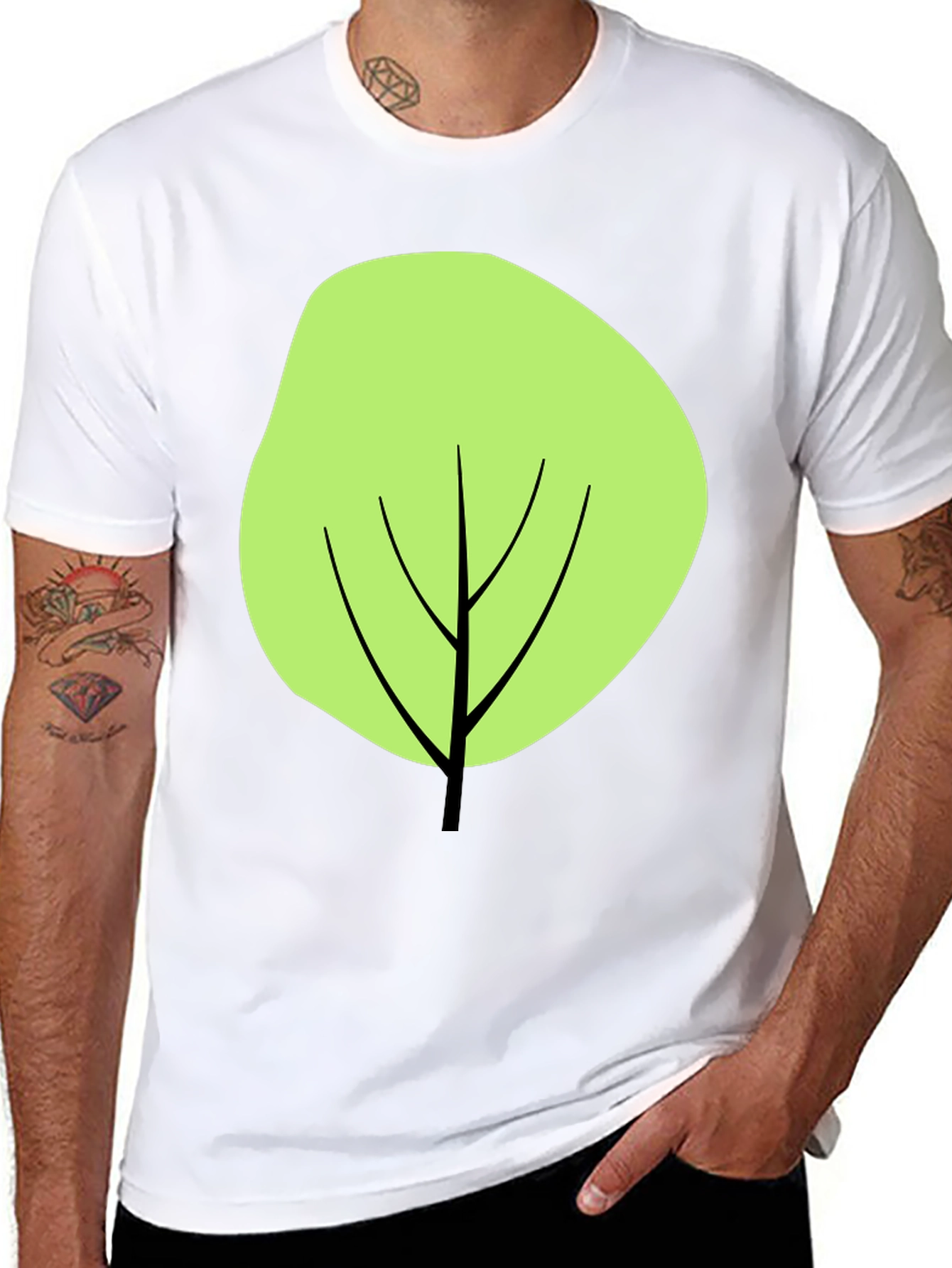 Modern Tree Graphic Tee - Casual Black T-Shirt