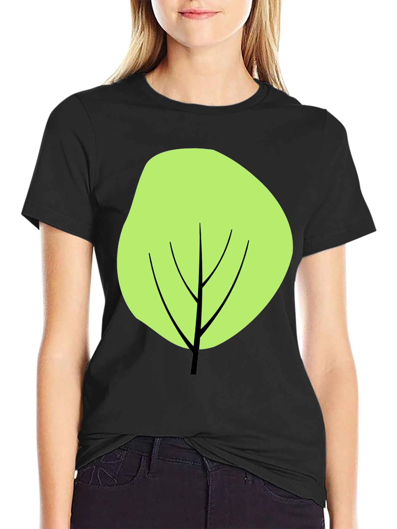 Modern Tree Graphic Tee - Casual Black T-Shirt