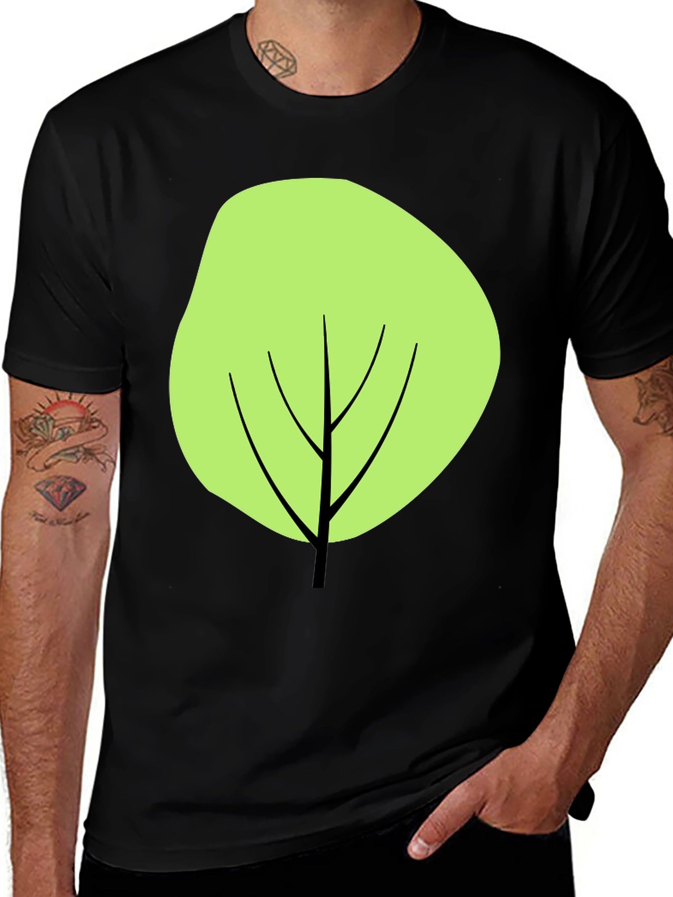Modern Tree Graphic Tee - Casual Black T-Shirt