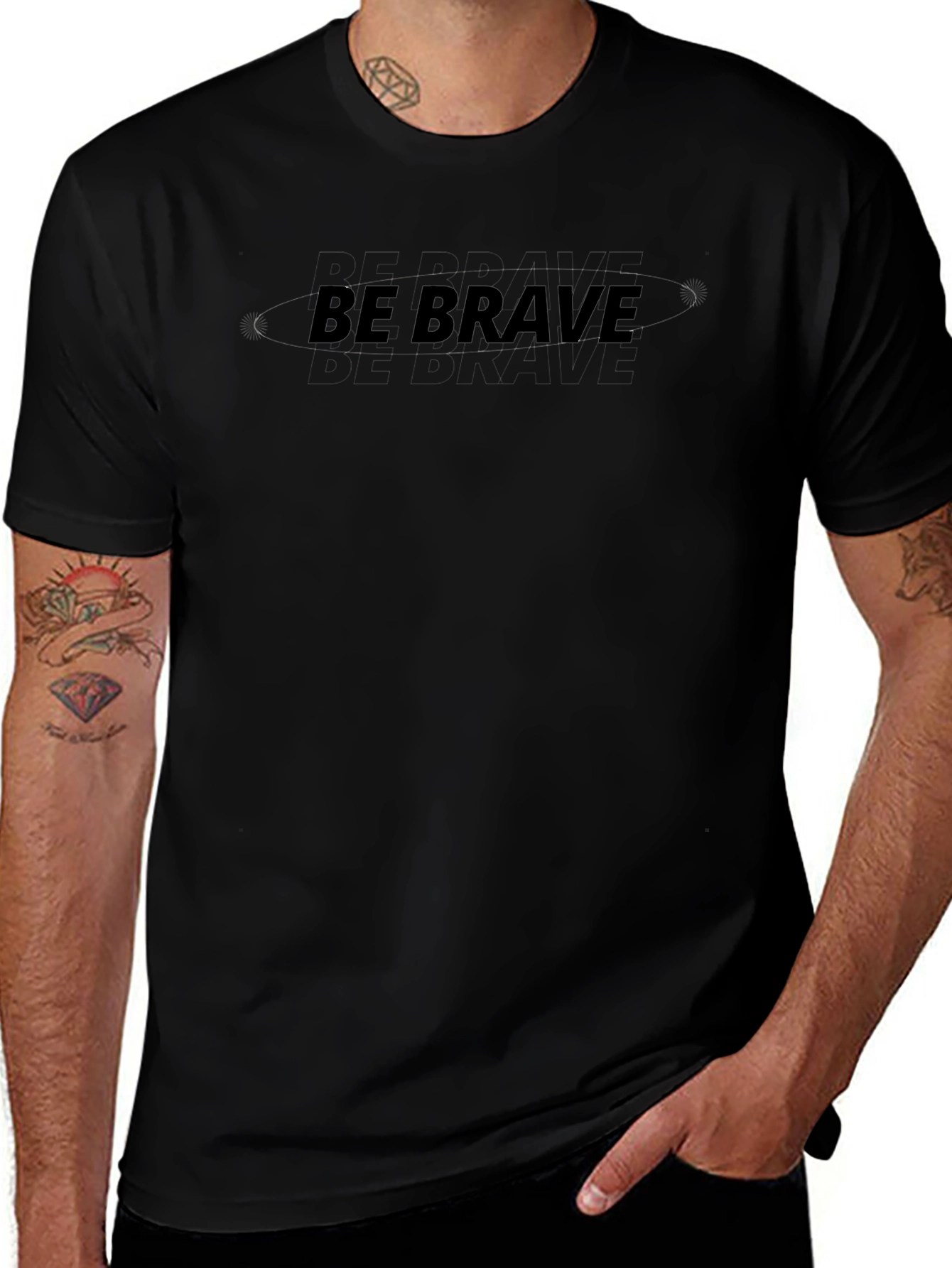 Be Brave Black Graphic Tee - Stylish Comfort Fit