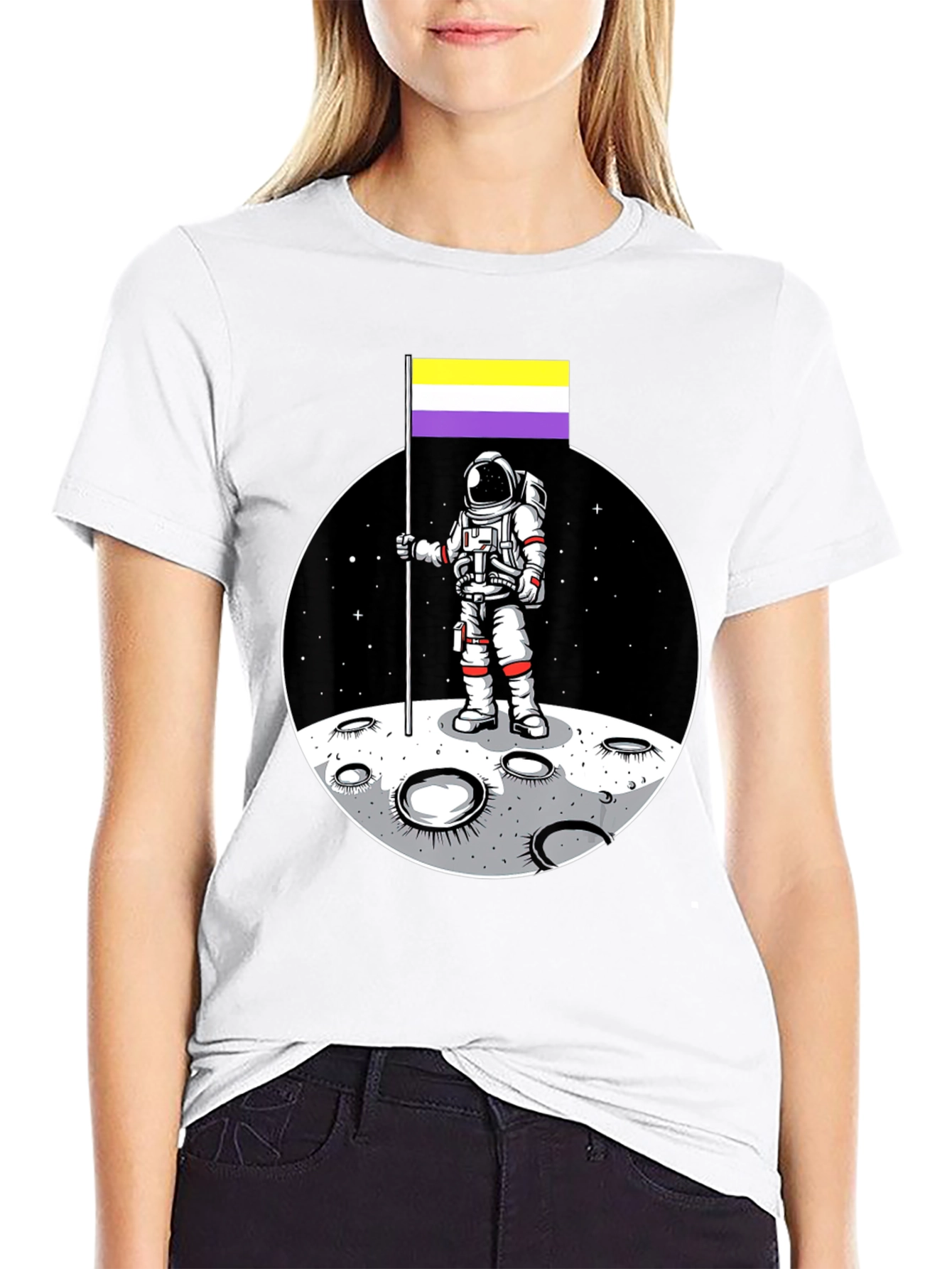 Astronaut Nonbinary Pride Flag T-Shirt