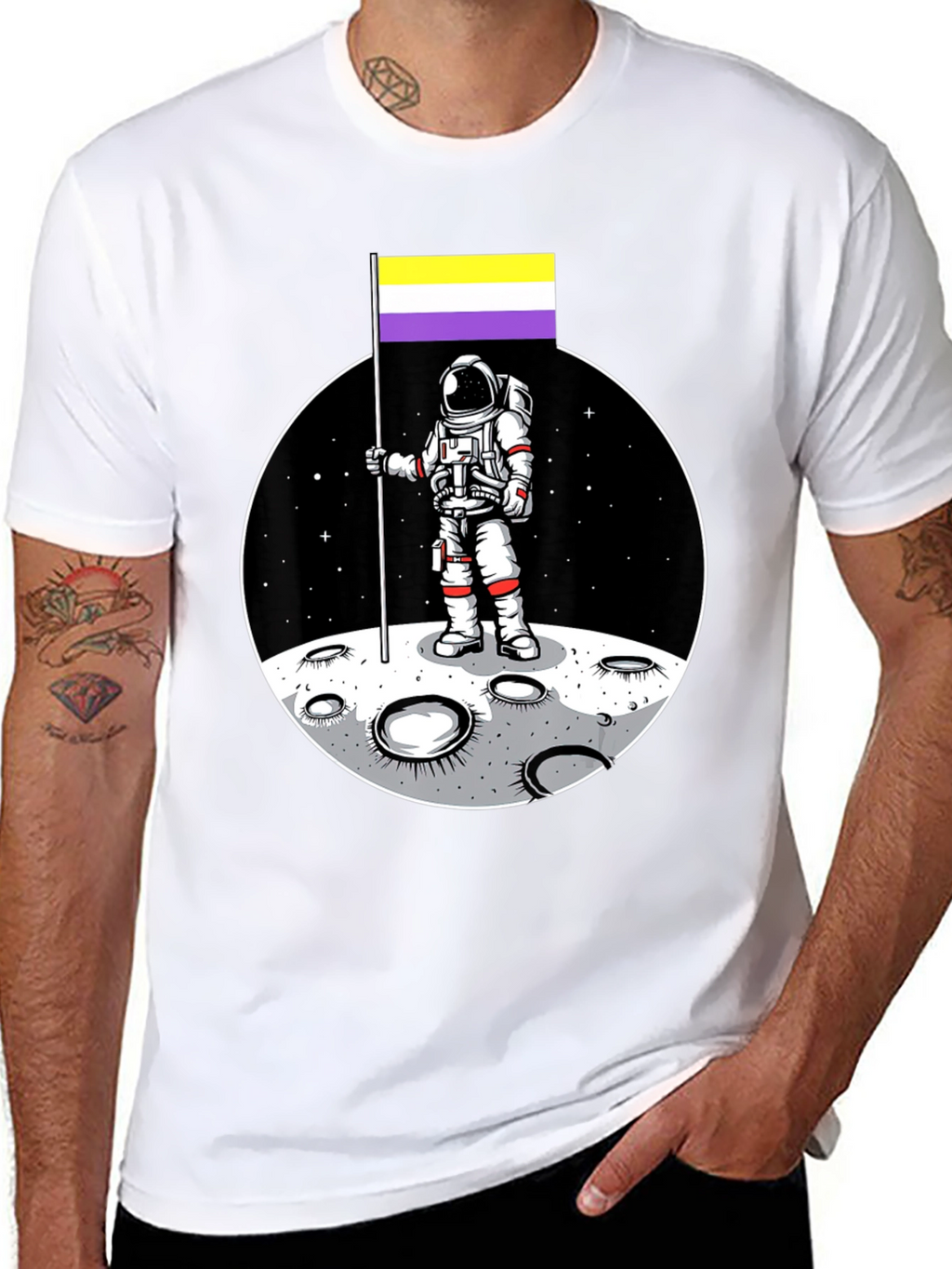 Astronaut Nonbinary Pride Flag T-Shirt