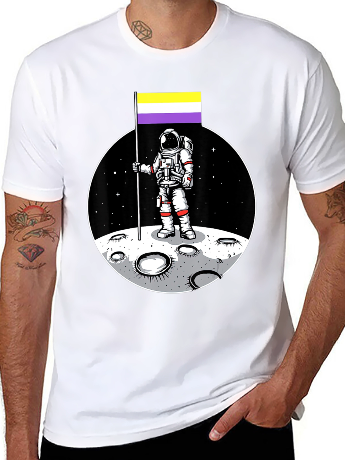 Astronaut Nonbinary Pride Flag T-Shirt