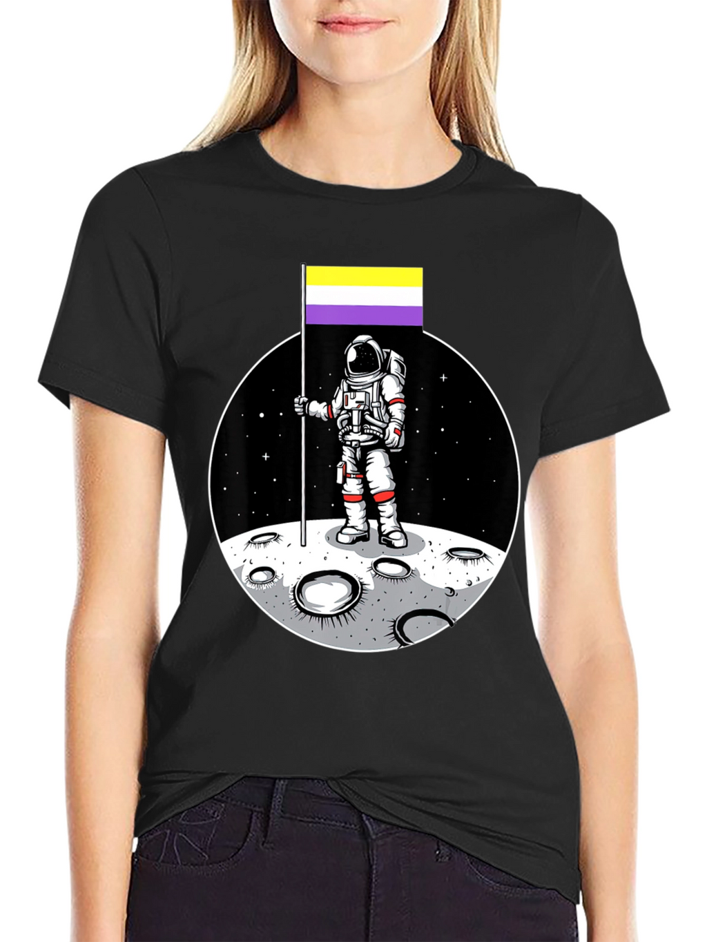 Astronaut Nonbinary Pride Flag T-Shirt