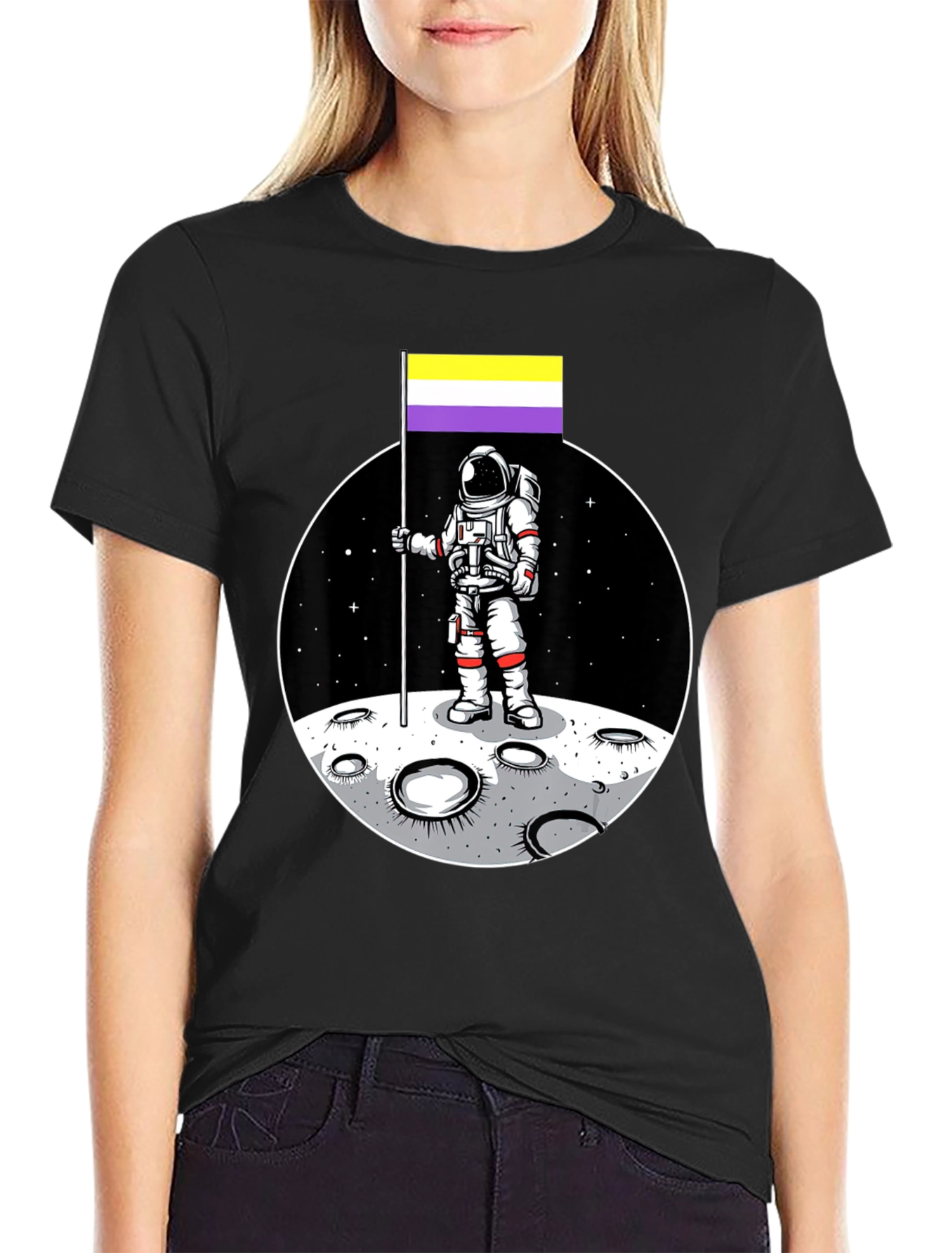 Astronaut Nonbinary Pride Flag T-Shirt