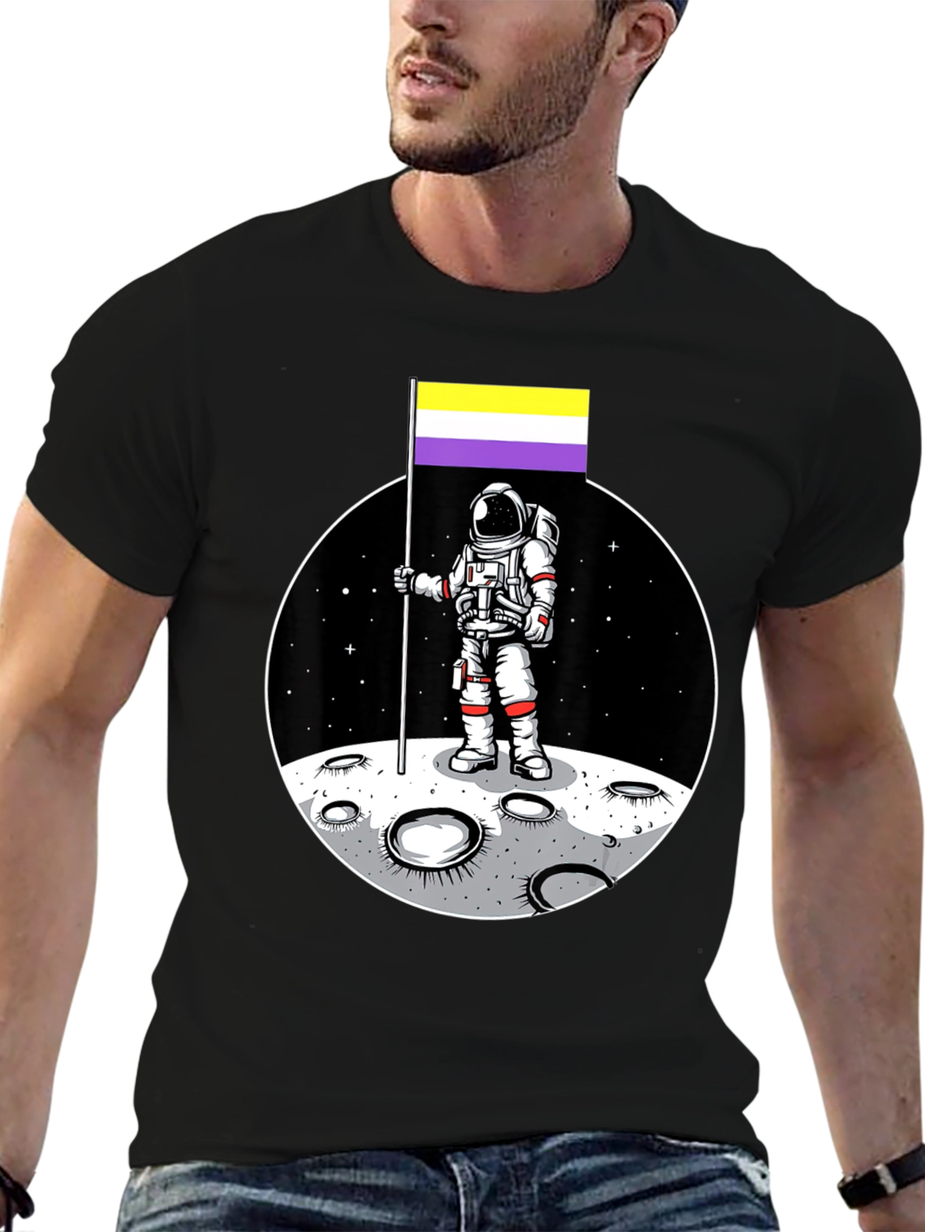 Astronaut Nonbinary Pride Flag T-Shirt