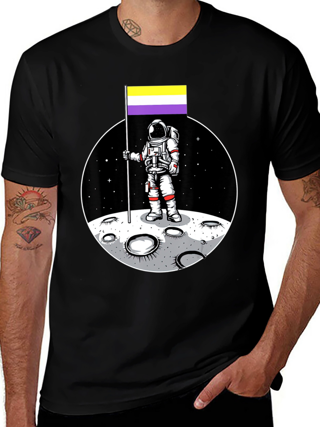 Astronaut Nonbinary Pride Flag T-Shirt