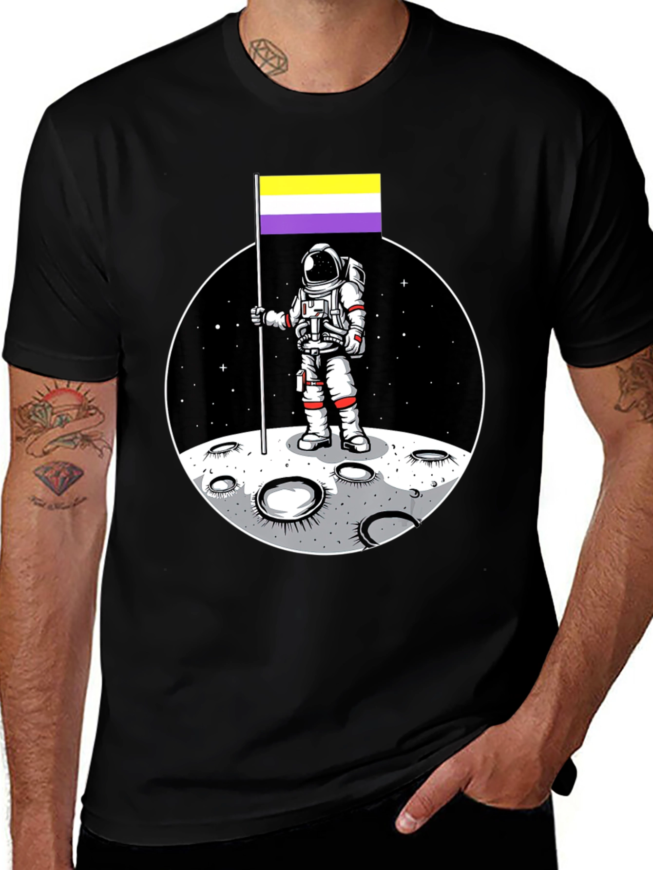 Astronaut Nonbinary Pride Flag T-Shirt
