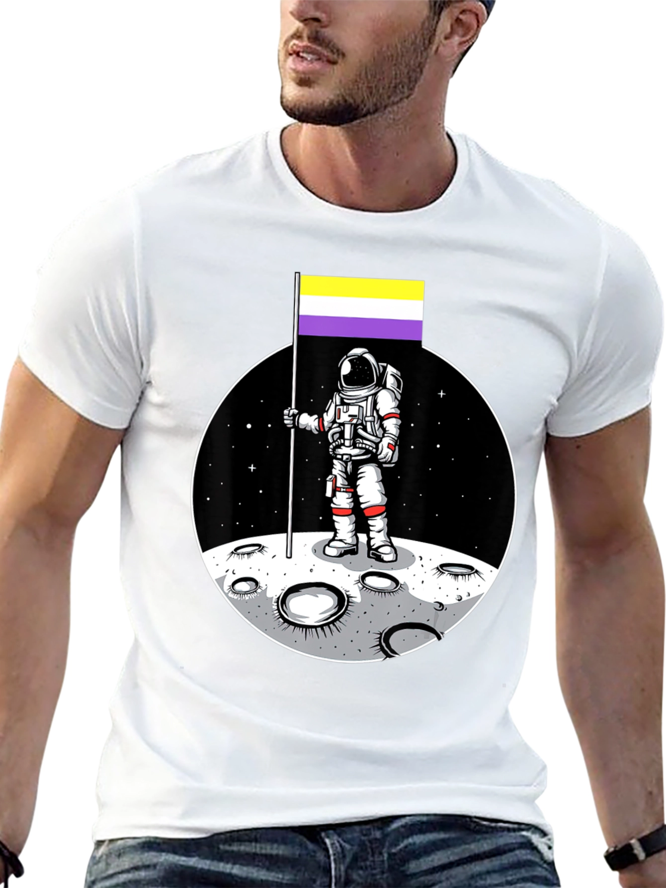Astronaut Nonbinary Pride Flag T-Shirt