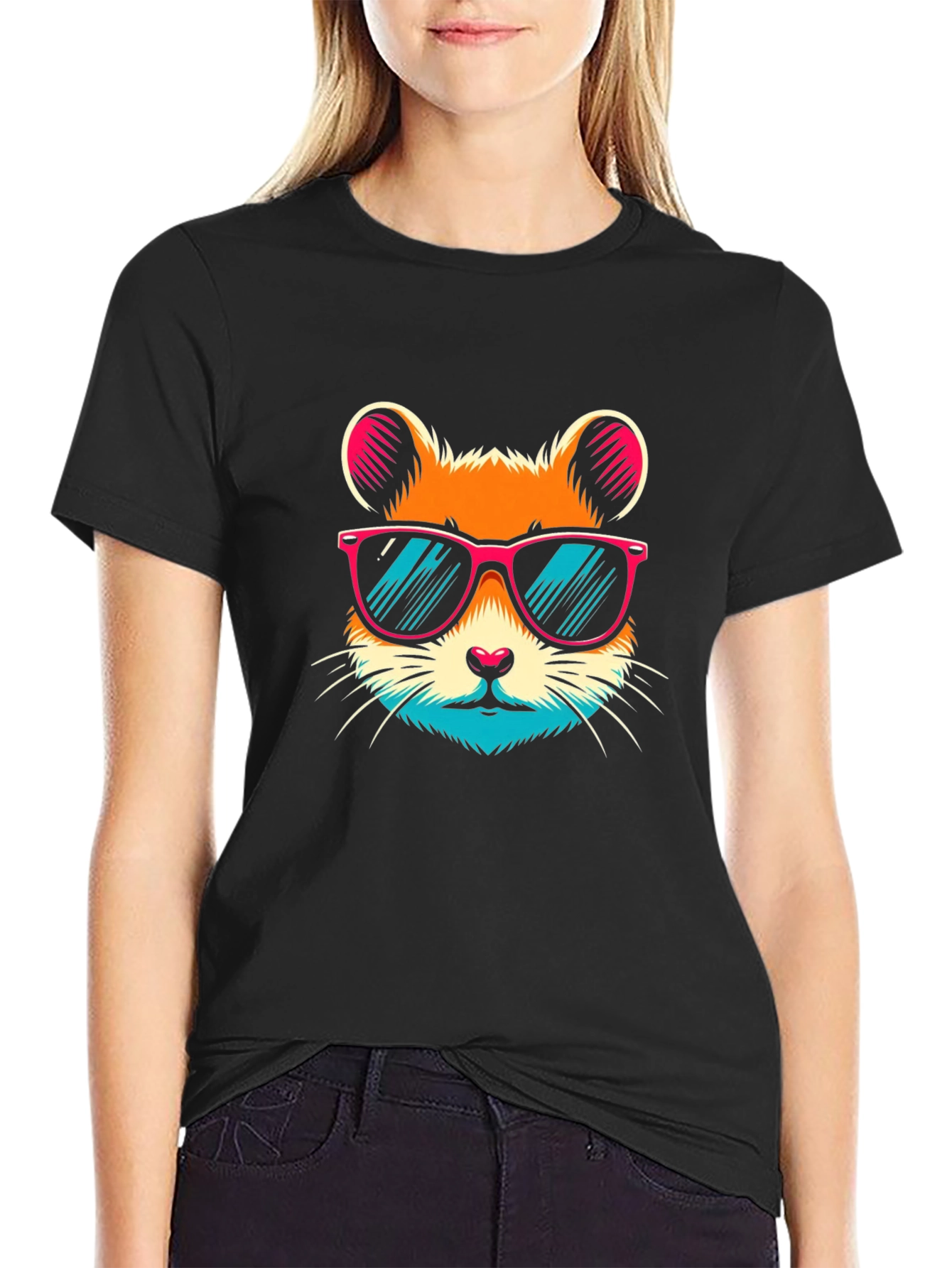Cool Hamster Graphic Tee - Black Unisex T-Shirt